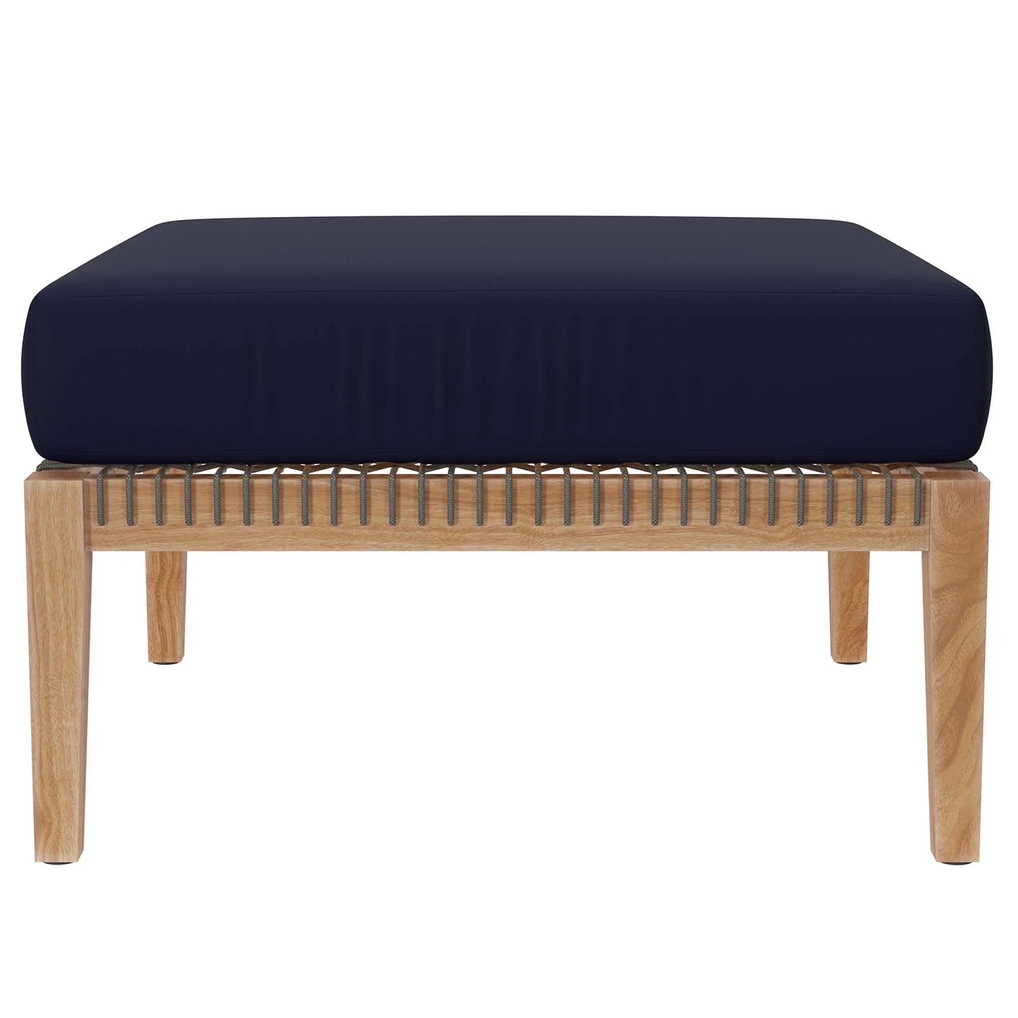 Outdoor Patio Teak Wood Ottoman Classic Solid Teak Accent for Outdoor Seating and Lounging - Image 11