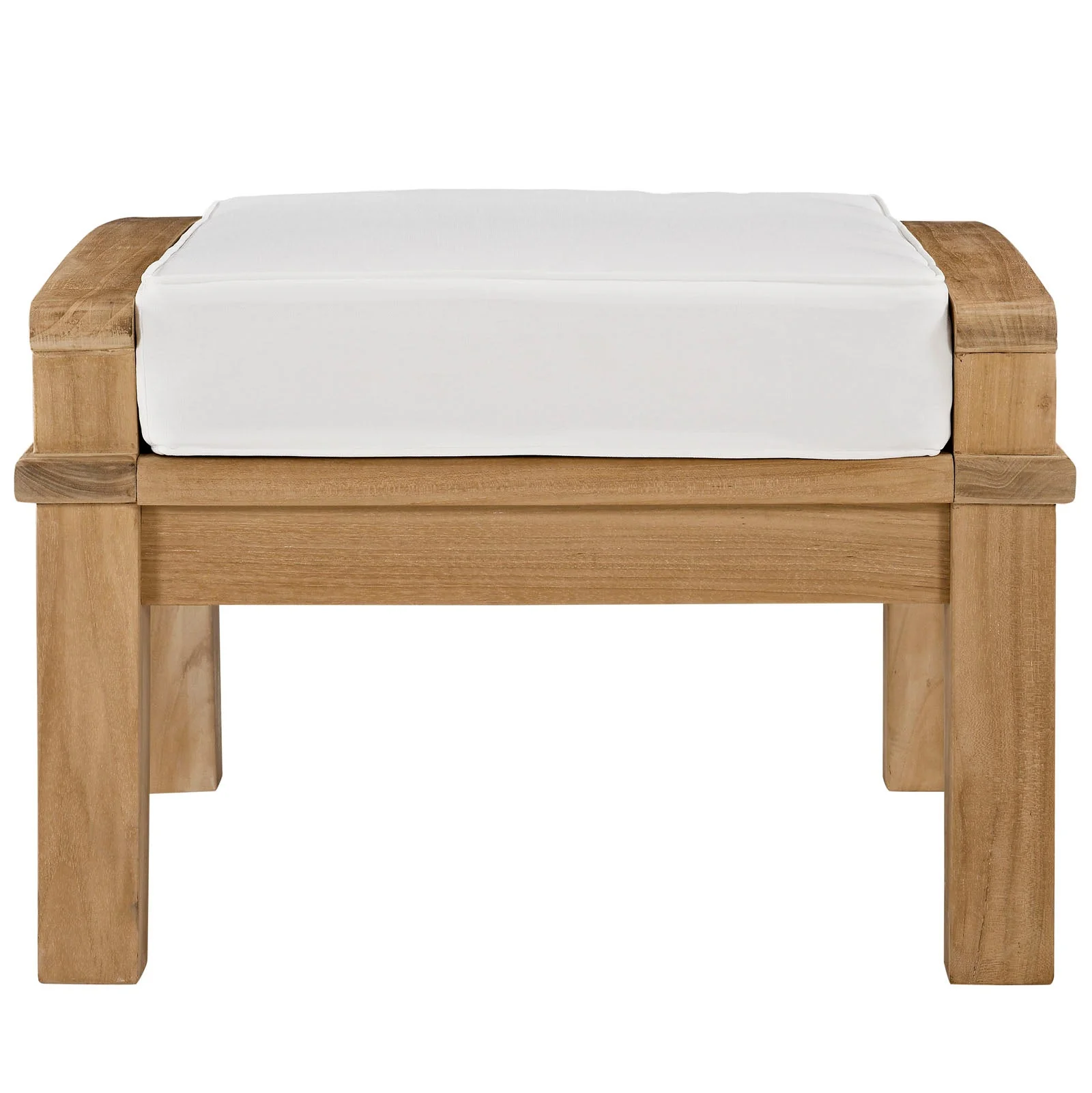 Outdoor Patio Teak Wood Ottoman - Classic Teak Wood Outdoor Footrest for Patio - Image 3