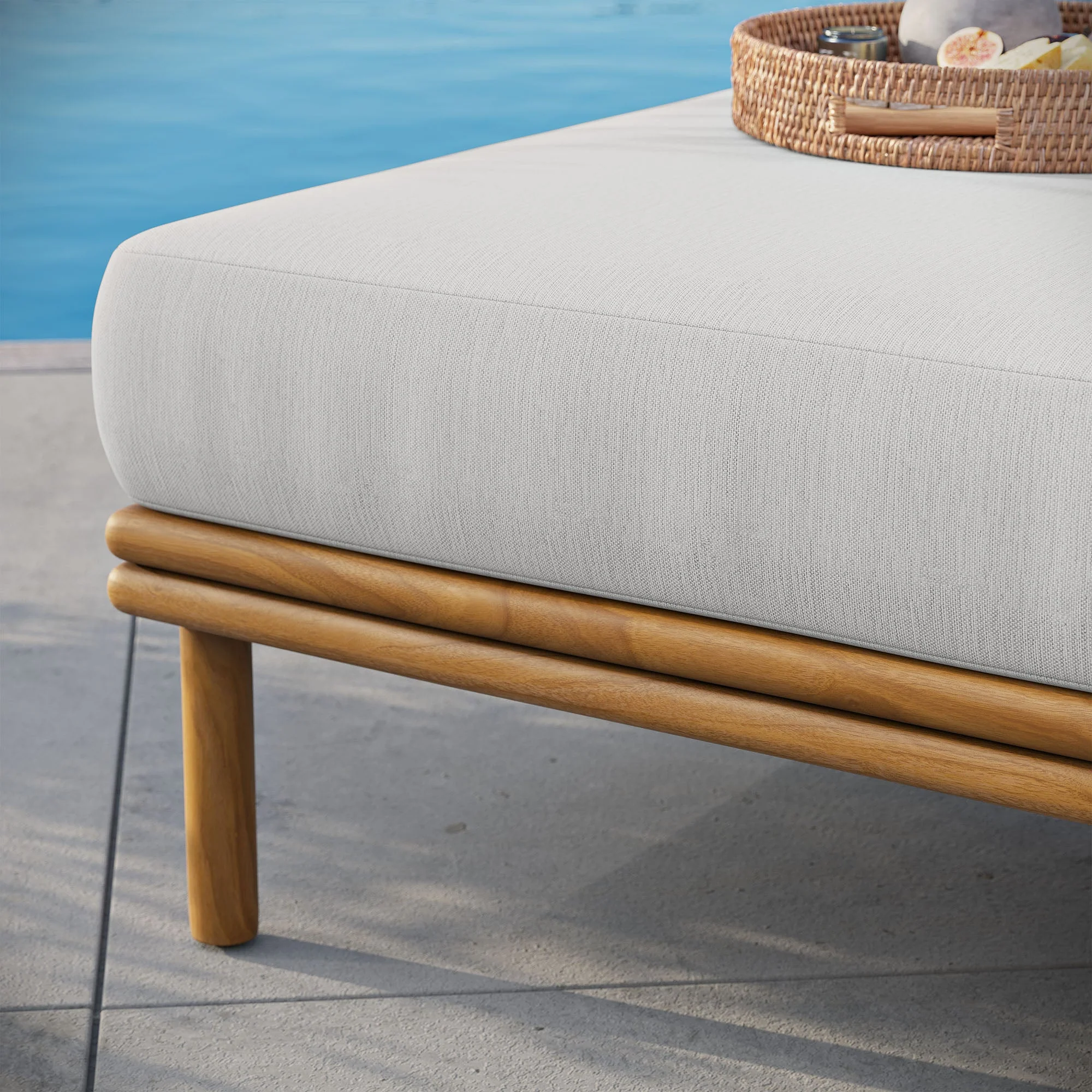 Outdoor Patio Teak Wood Ottoman - Solid Teak Ottoman for Patio, Deck & Garden Seating - Image 24