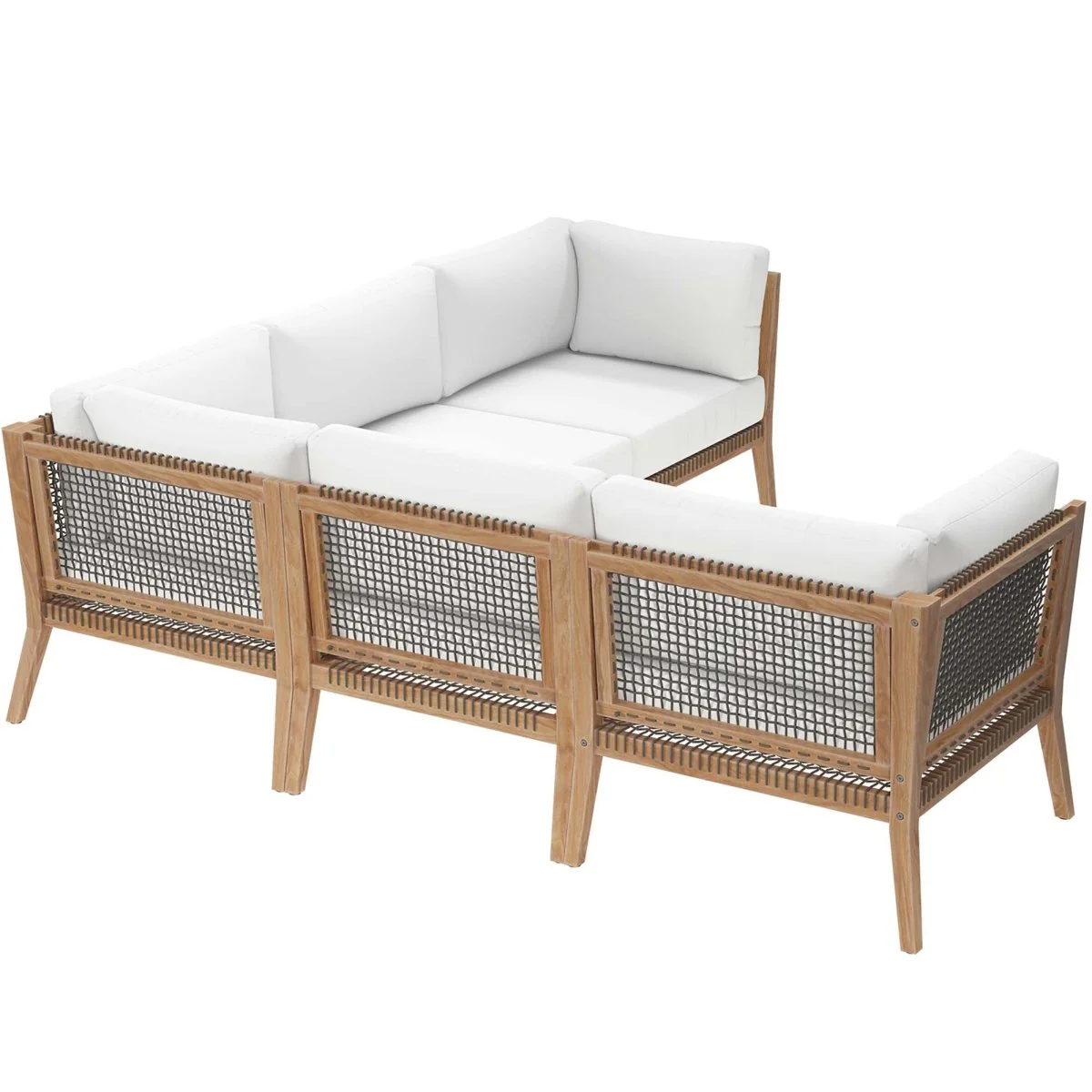 Outdoor Patio Teak Wood Sectional Sofa, Contemporary Modular Design for Deck - Image 20