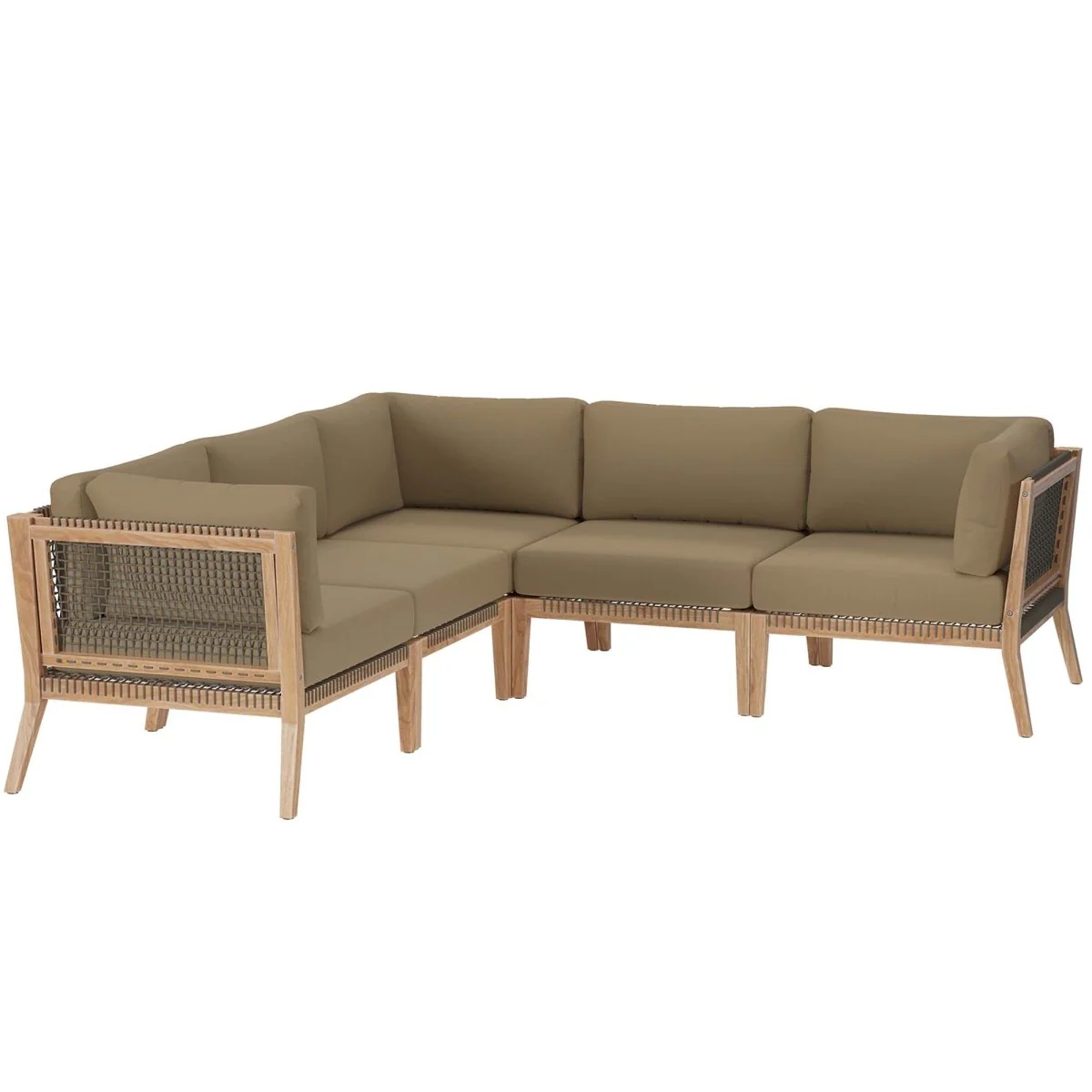 Outdoor Patio Teak Wood Sectional Sofa, Contemporary Modular Design for Deck - Image 34