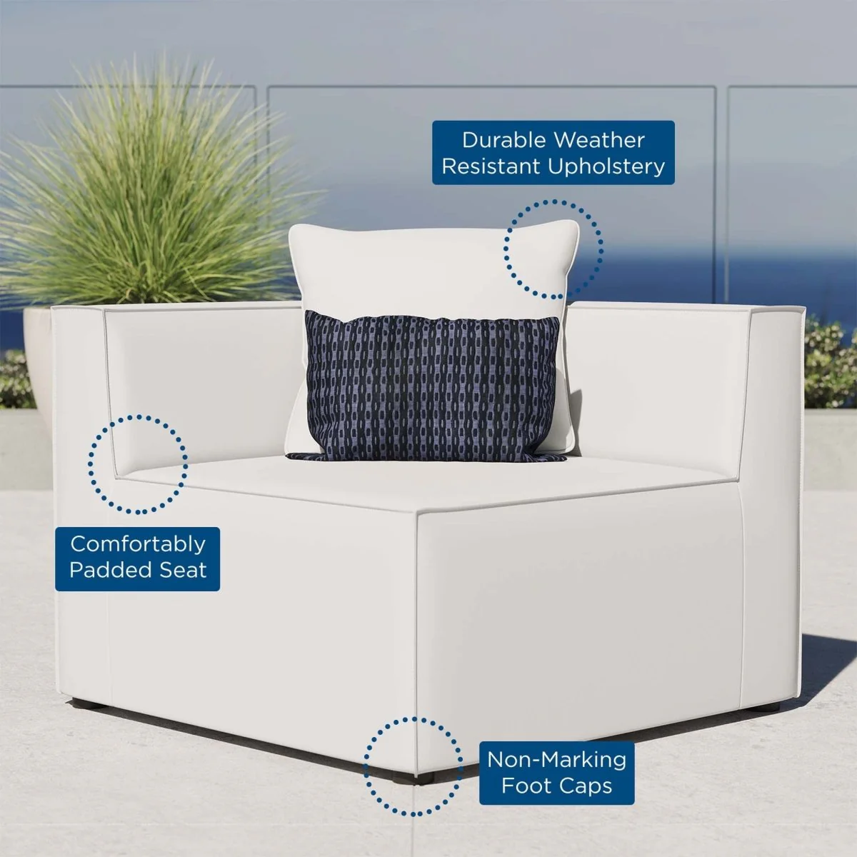 Outdoor Patio Upholstered Aluminum Corner Chair for Backyard, Deck and Porch Seating - Image 16