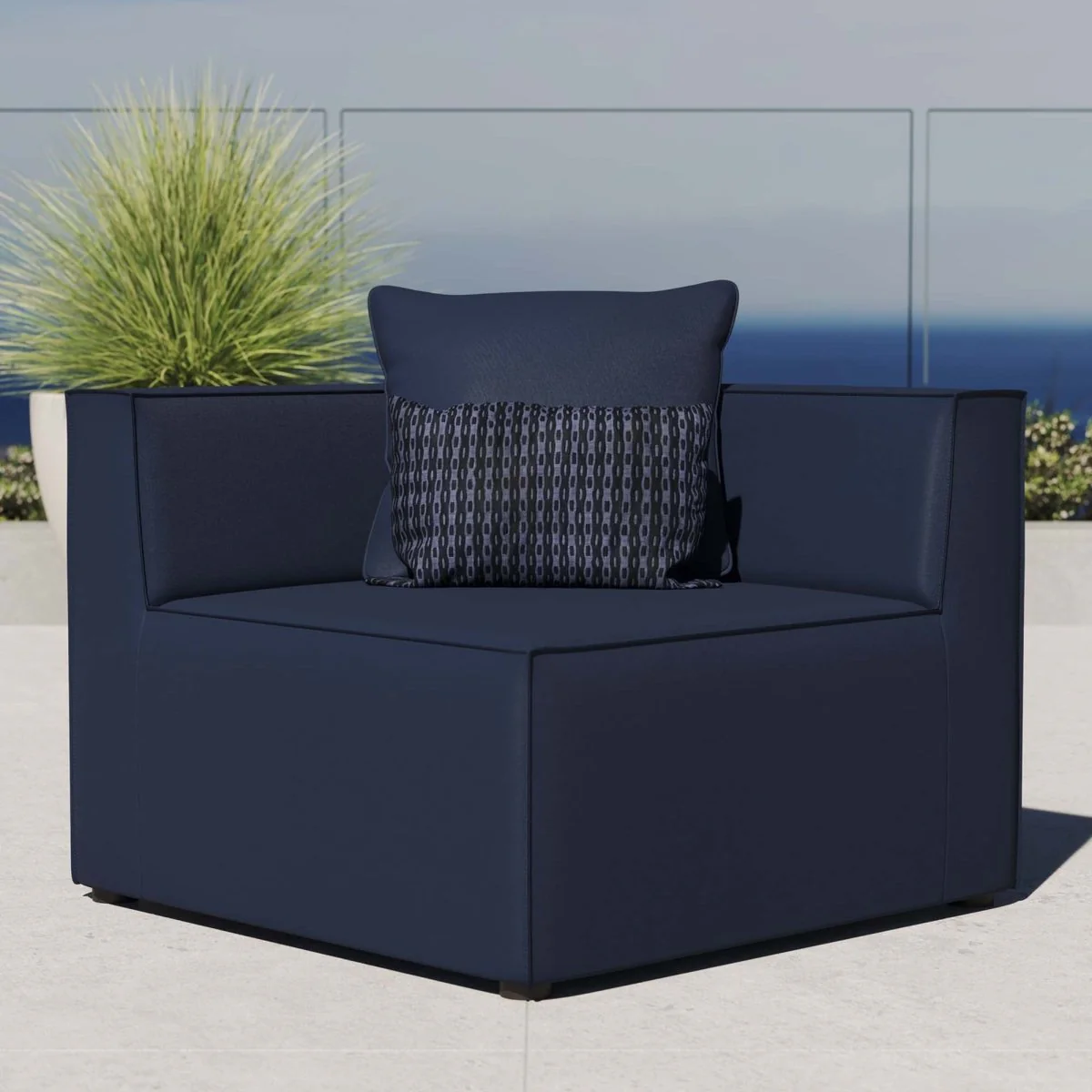 Outdoor Patio Upholstered Aluminum Corner Chair for Backyard, Deck and Porch Seating - Image 7