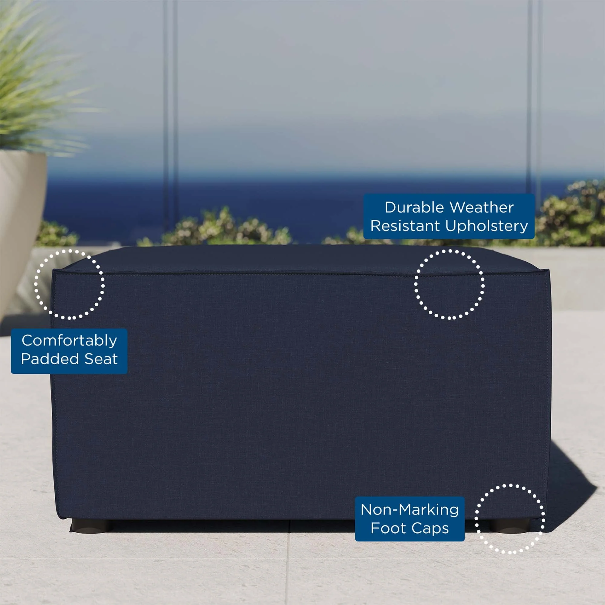 Outdoor Patio Upholstered Sectional Ottoman - Weather-Resistant Seating and Lounging - Image 13