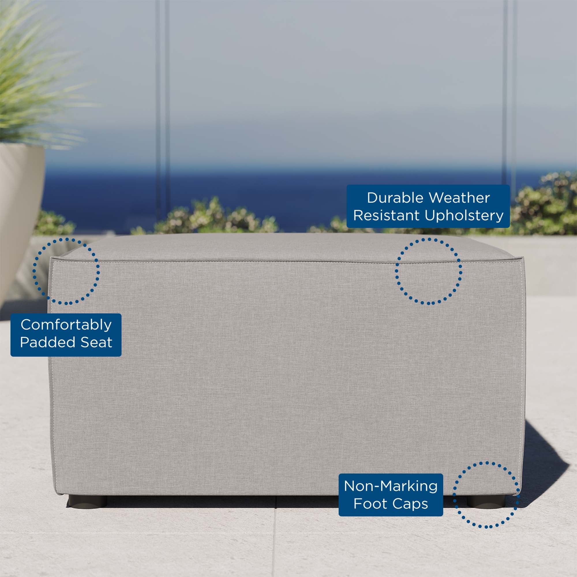 Outdoor Patio Upholstered Sectional Ottoman - Weather-Resistant Seating and Lounging - Image 19