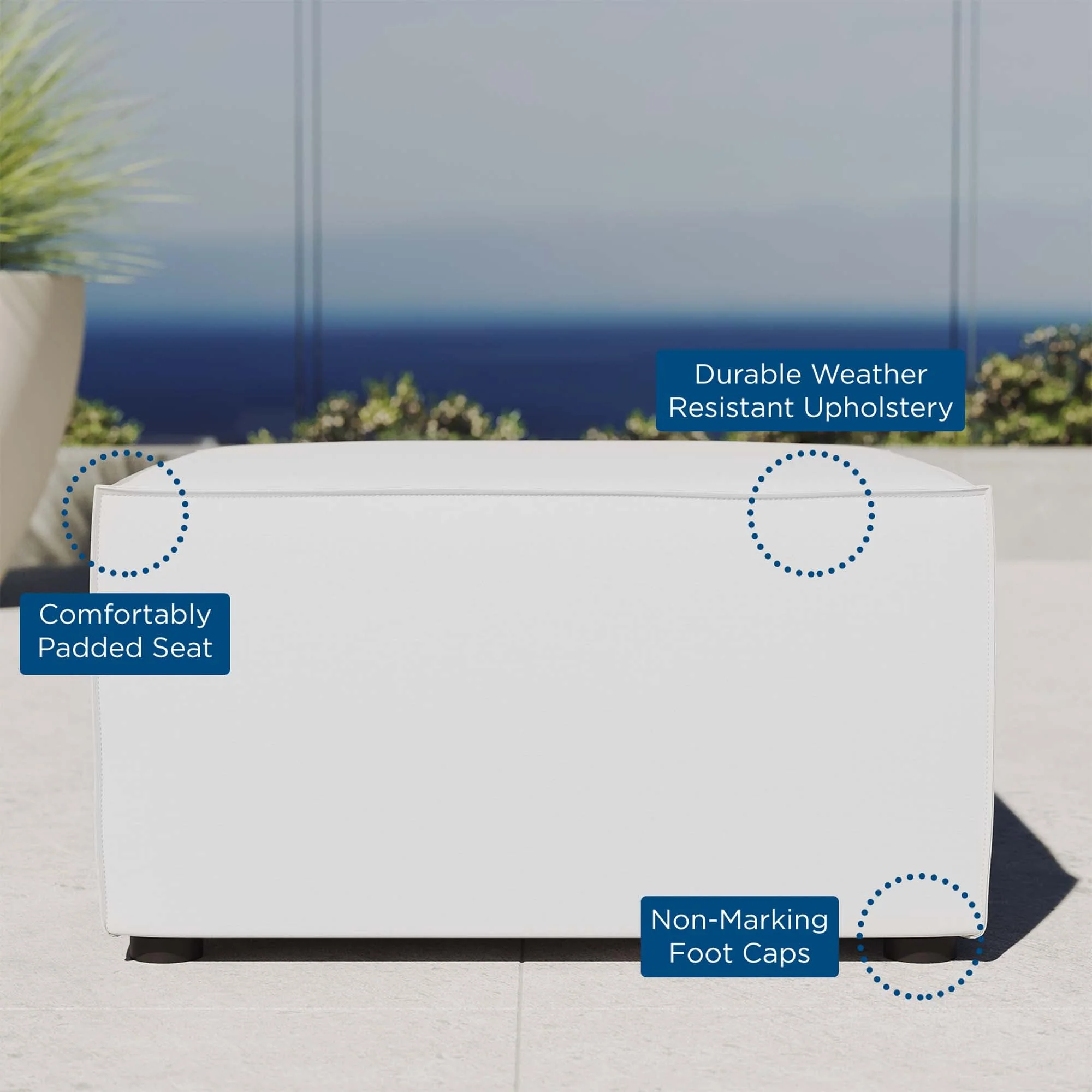 Outdoor Patio Upholstered Sectional Ottoman - Weather-Resistant Seating and Lounging - Image 2