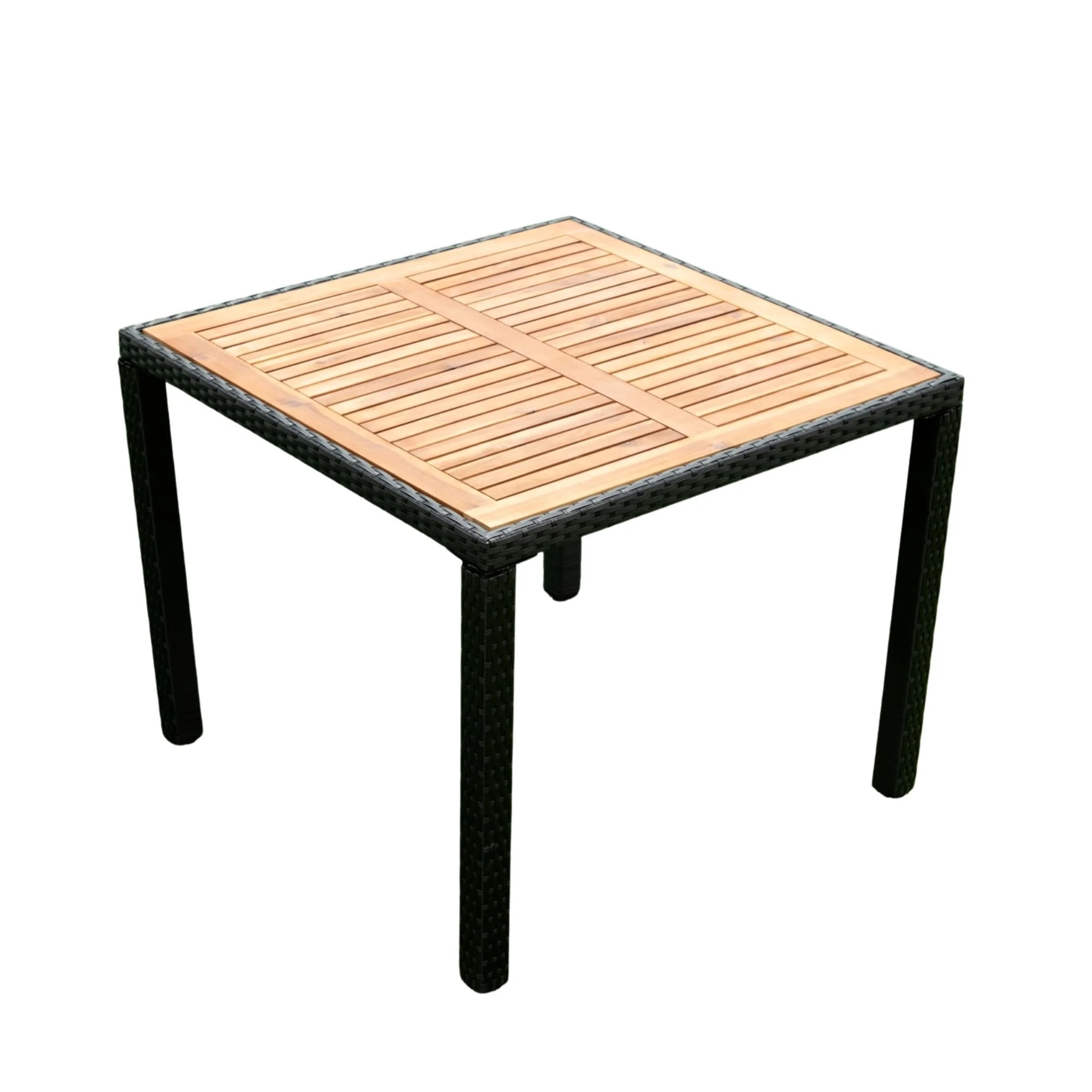 Outdoor Patio Wicker Dining Set With Acacia Wood Top - Image 7