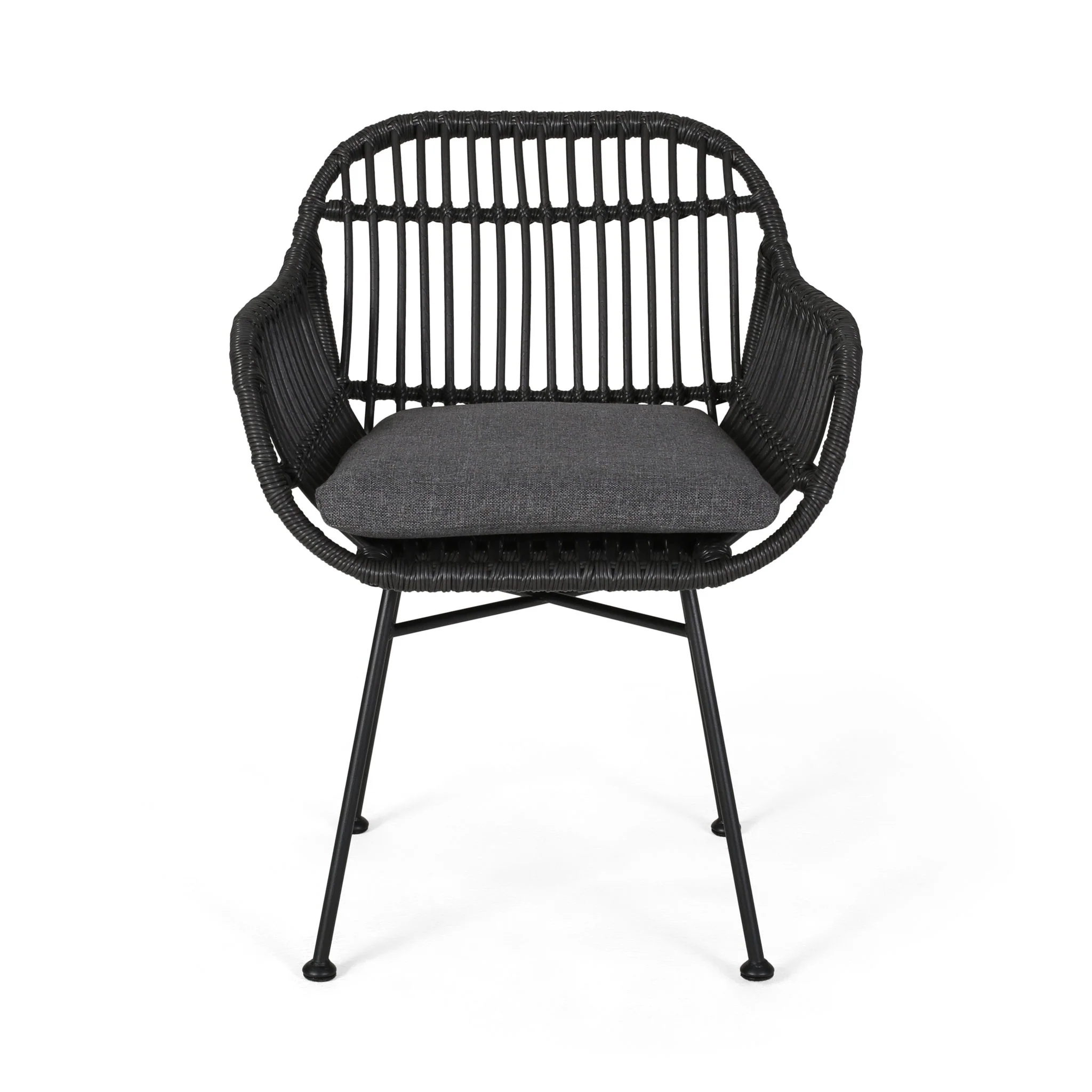 Outdoor Rattan Accent Chair With Metal Legs - Image 4