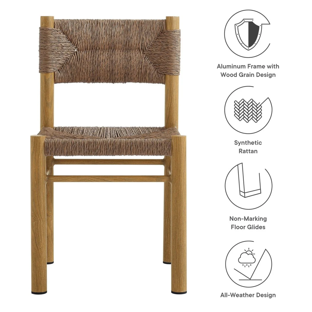 Outdoor Rattan and Aluminum Dining Side Chairs for Patio and Garden Dining - Image 13