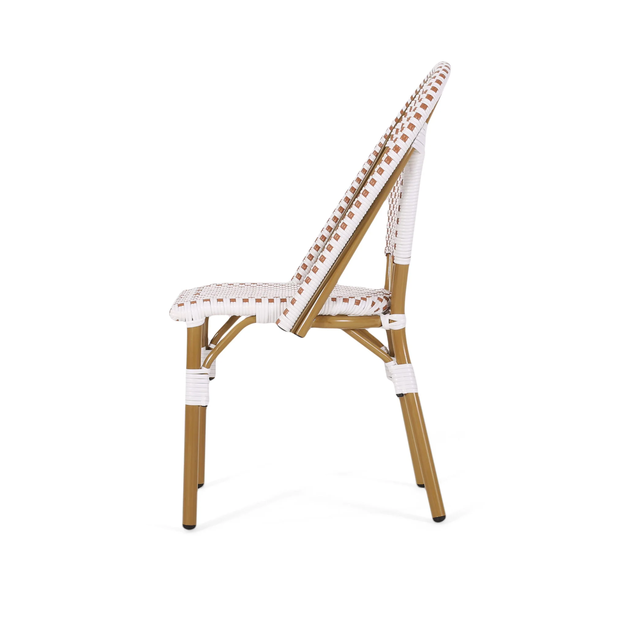 Outdoor Rattan And Aluminum French Bistro Chairs Set - Image 4