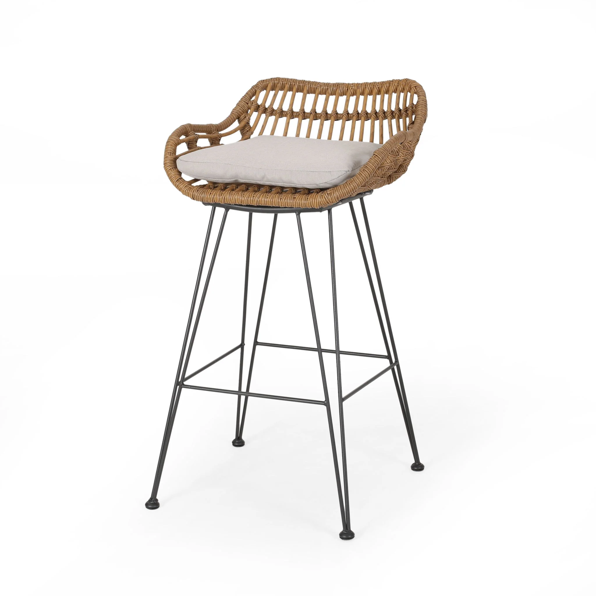 Outdoor Rattan Bar Chair With Metal Legs - Image 9