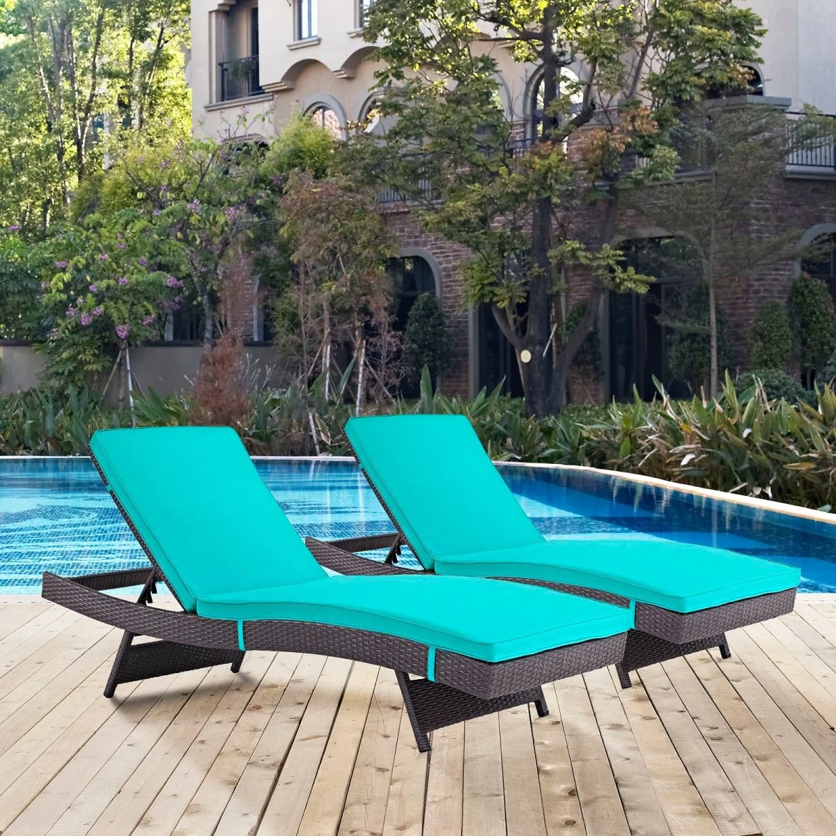 Outdoor Rattan Chaise Lounge for Patio, Poolside and Garden Seating Set - Image 40