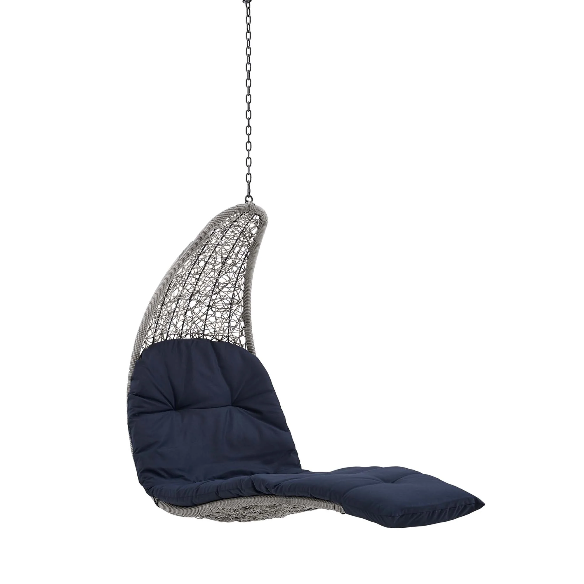 Outdoor Rattan Chaise Lounge Hanging Swing Chair with Steel Stand and Adjustable Recline - Image 16