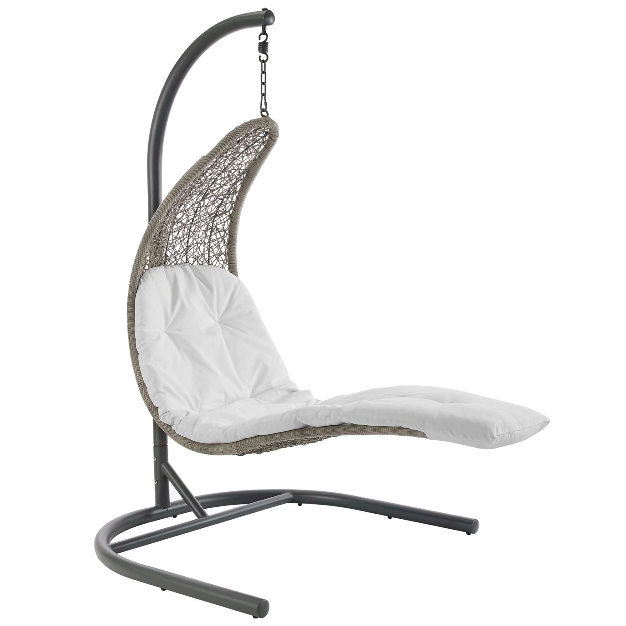Outdoor Rattan Chaise Lounge Hanging Swing Chair with Steel Stand and Adjustable Recline - Image 31