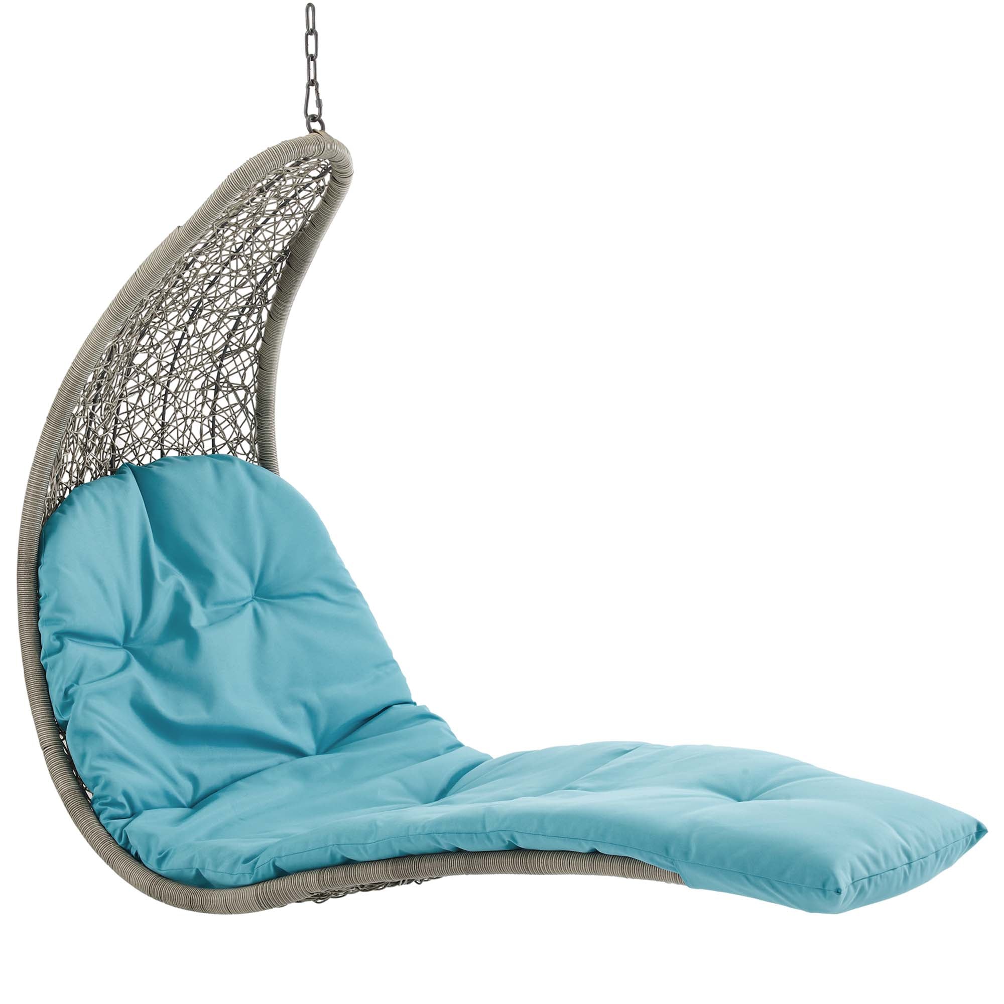 Outdoor Rattan Chaise Lounge Hanging Swing Chair with Steel Stand and Adjustable Recline - Image 39