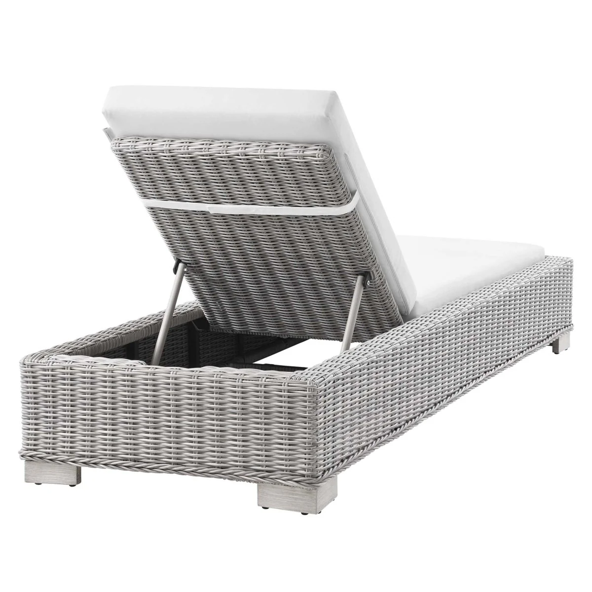 Outdoor Rattan Chaise Lounge with Adjustable Backrest, Weather-Resistant Wicker, Cushion - Image 15