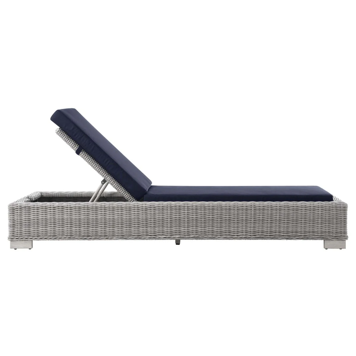 Outdoor Rattan Chaise Lounge with Adjustable Backrest, Weather-Resistant Wicker, Cushion - Image 22
