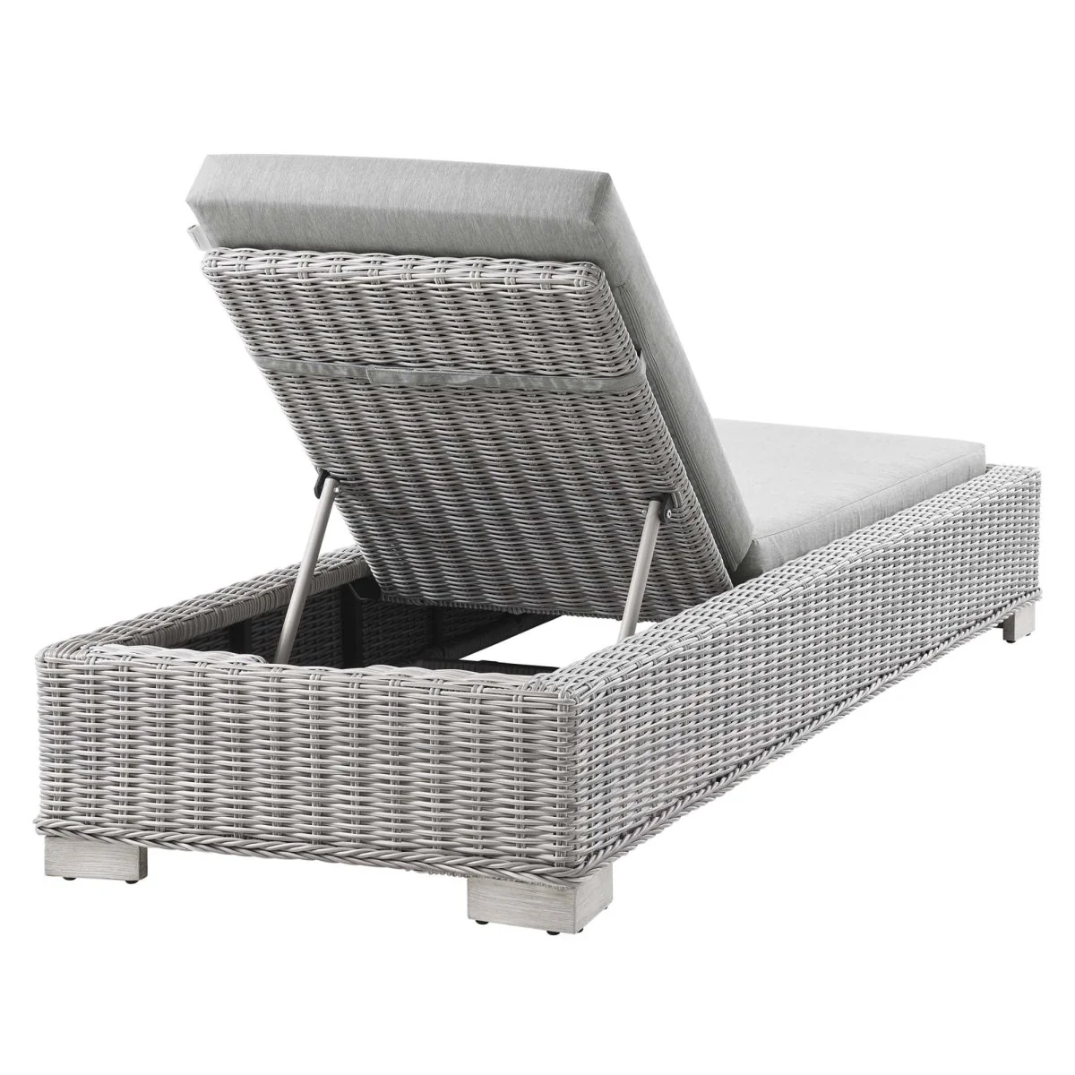 Outdoor Rattan Chaise Lounge with Adjustable Backrest, Weather-Resistant Wicker, Cushion - Image 34