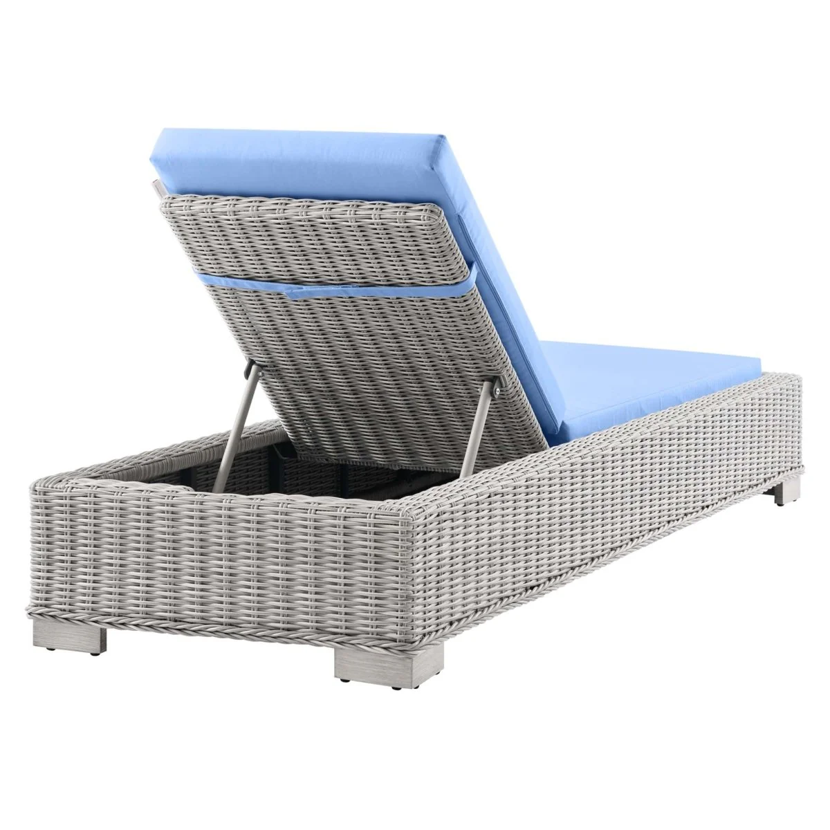 Outdoor Rattan Chaise Lounge with Adjustable Backrest, Weather-Resistant Wicker, Cushion - Image 6