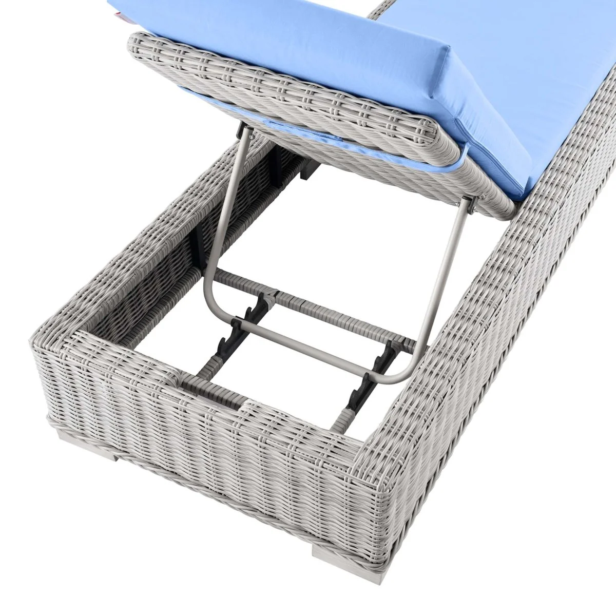 Outdoor Rattan Chaise Lounge with Adjustable Backrest, Weather-Resistant Wicker, Cushion - Image 8