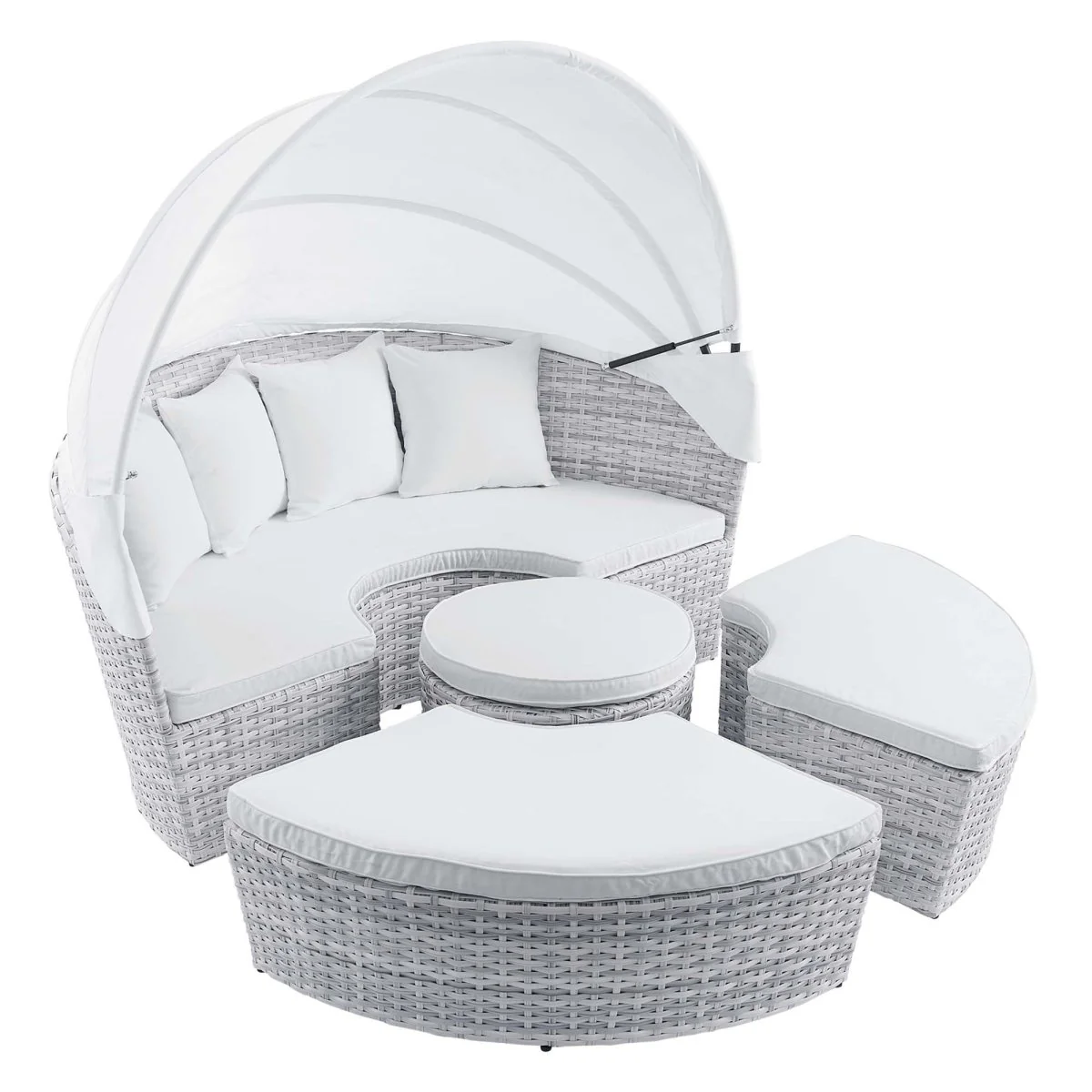 Outdoor Rattan Daybed with Canopy for Patio, Garden and Poolside Lounging - Image 4