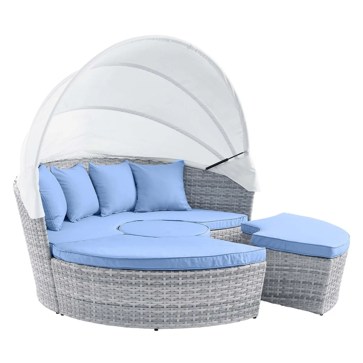 Outdoor Rattan Daybed with Canopy - Patio Wicker Lounger for Garden and Poolside Relax - Image 10