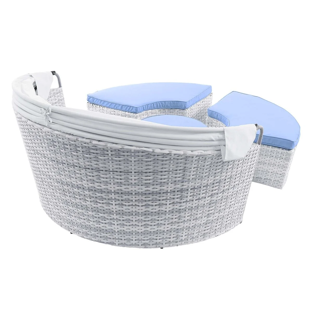 Outdoor Rattan Daybed with Canopy - Patio Wicker Lounger for Garden and Poolside Relax - Image 15