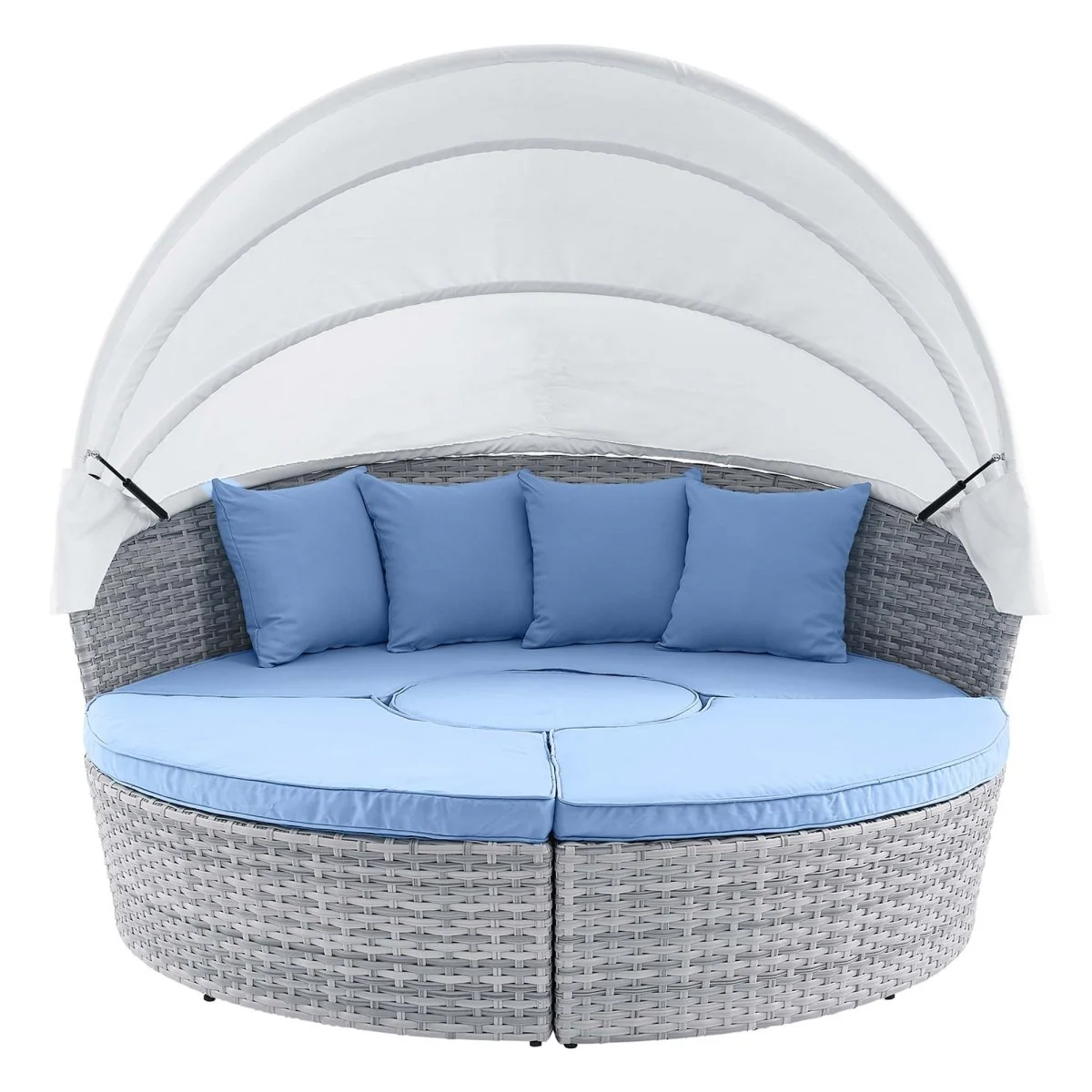 Outdoor Rattan Daybed with Canopy - Patio Wicker Lounger for Garden and Poolside Relax - Image 16