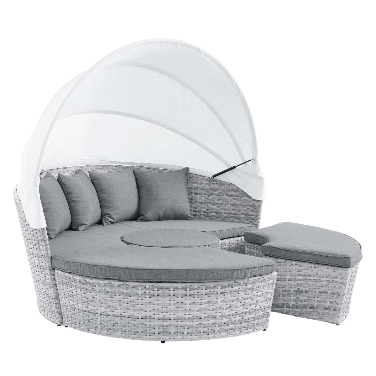Outdoor Rattan Daybed with Canopy - Patio Wicker Lounger for Garden and Poolside Relax - Image 19