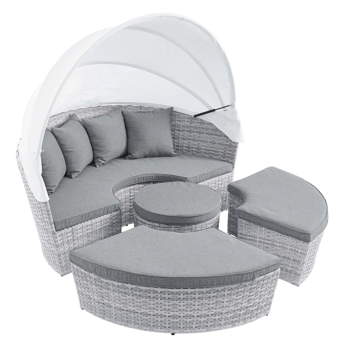 Outdoor Rattan Daybed with Canopy - Patio Wicker Lounger for Garden and Poolside Relax - Image 22
