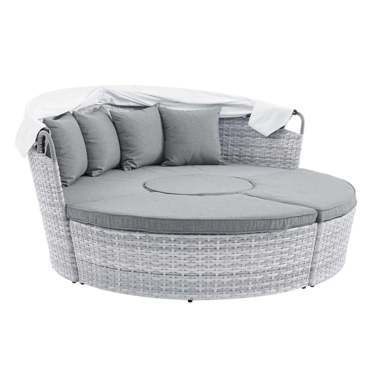 Outdoor Rattan Daybed with Canopy - Patio Wicker Lounger for Garden and Poolside Relax - Image 23