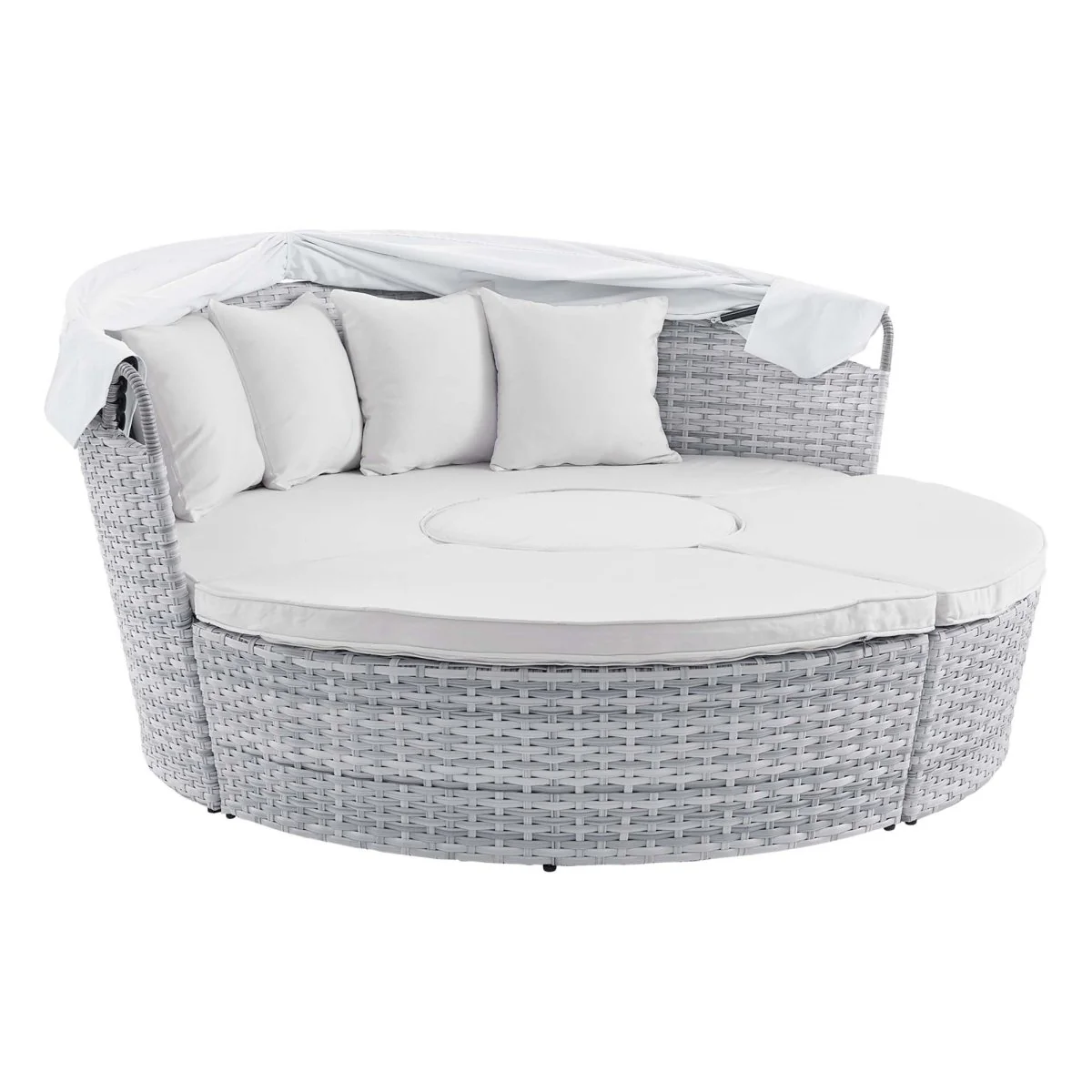 Outdoor Rattan Daybed with Canopy - Patio Wicker Lounger for Garden and Poolside Relax - Image 5