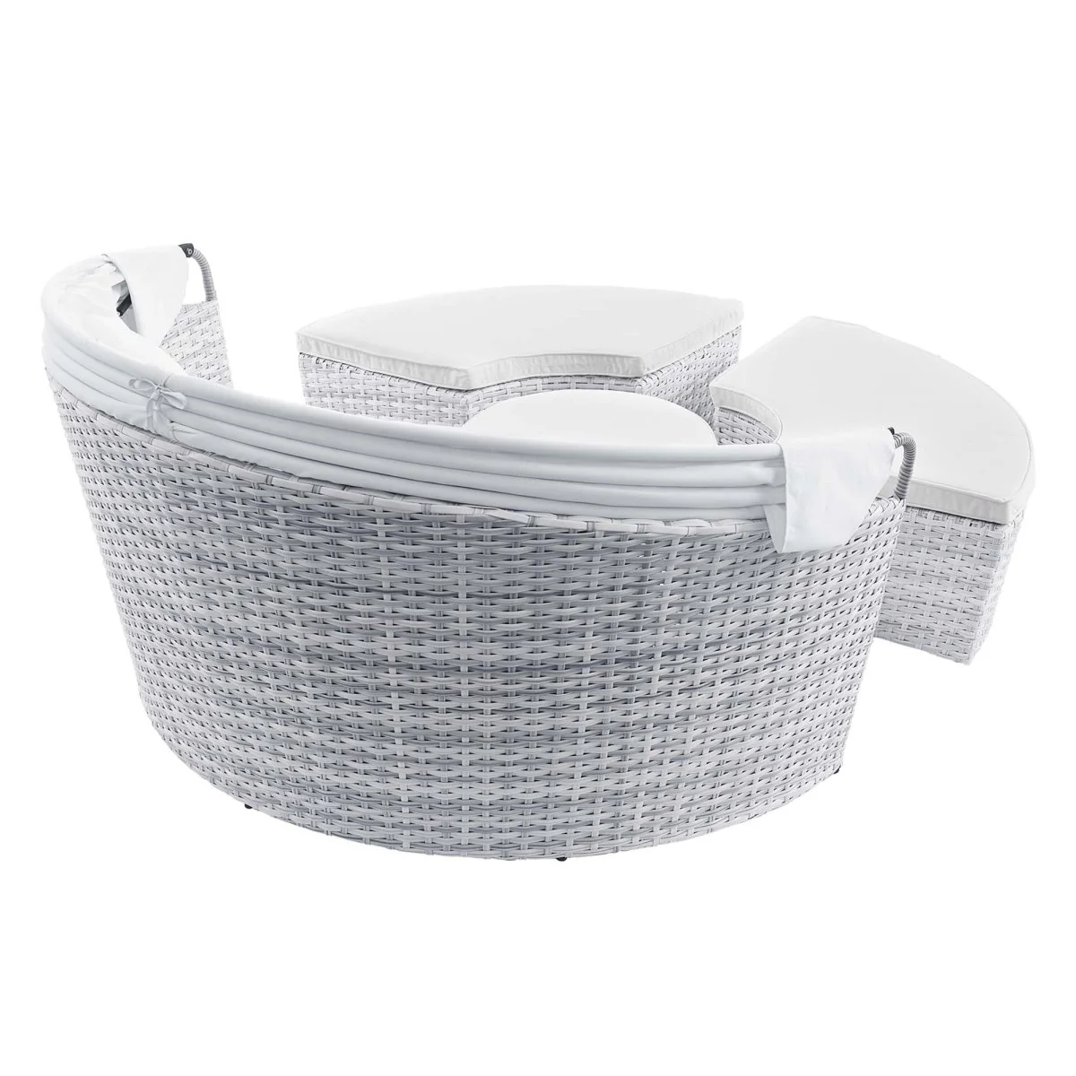 Outdoor Rattan Daybed with Canopy - Patio Wicker Lounger for Garden and Poolside Relax - Image 6