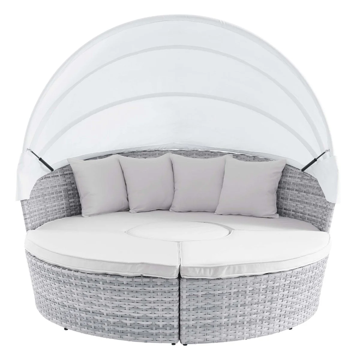 Outdoor Rattan Daybed with Canopy - Patio Wicker Lounger for Garden and Poolside Relax - Image 7