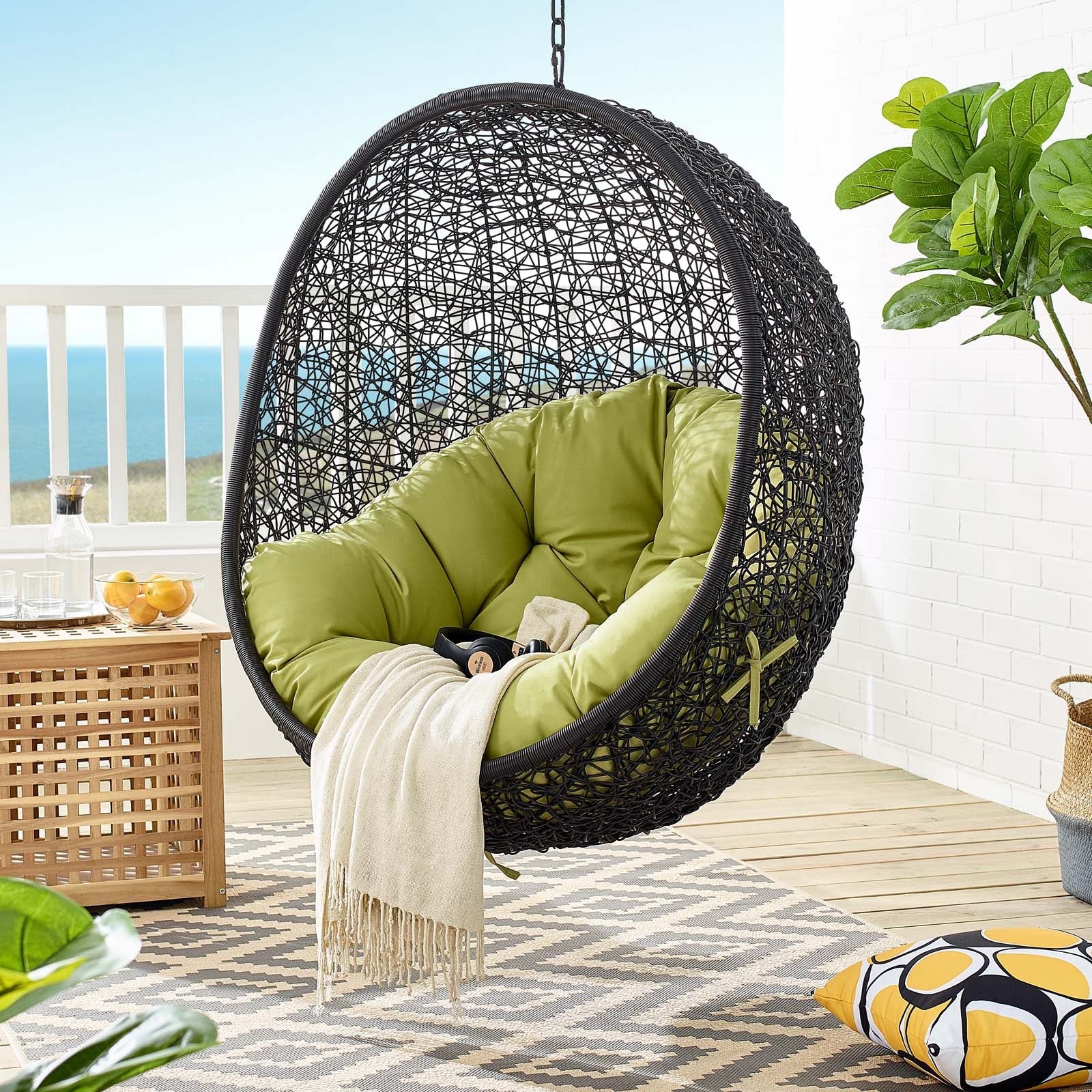 Outdoor Rattan Hanging/Swing Lounge Chair with Optional Stand for Patio & Garden - Image 28