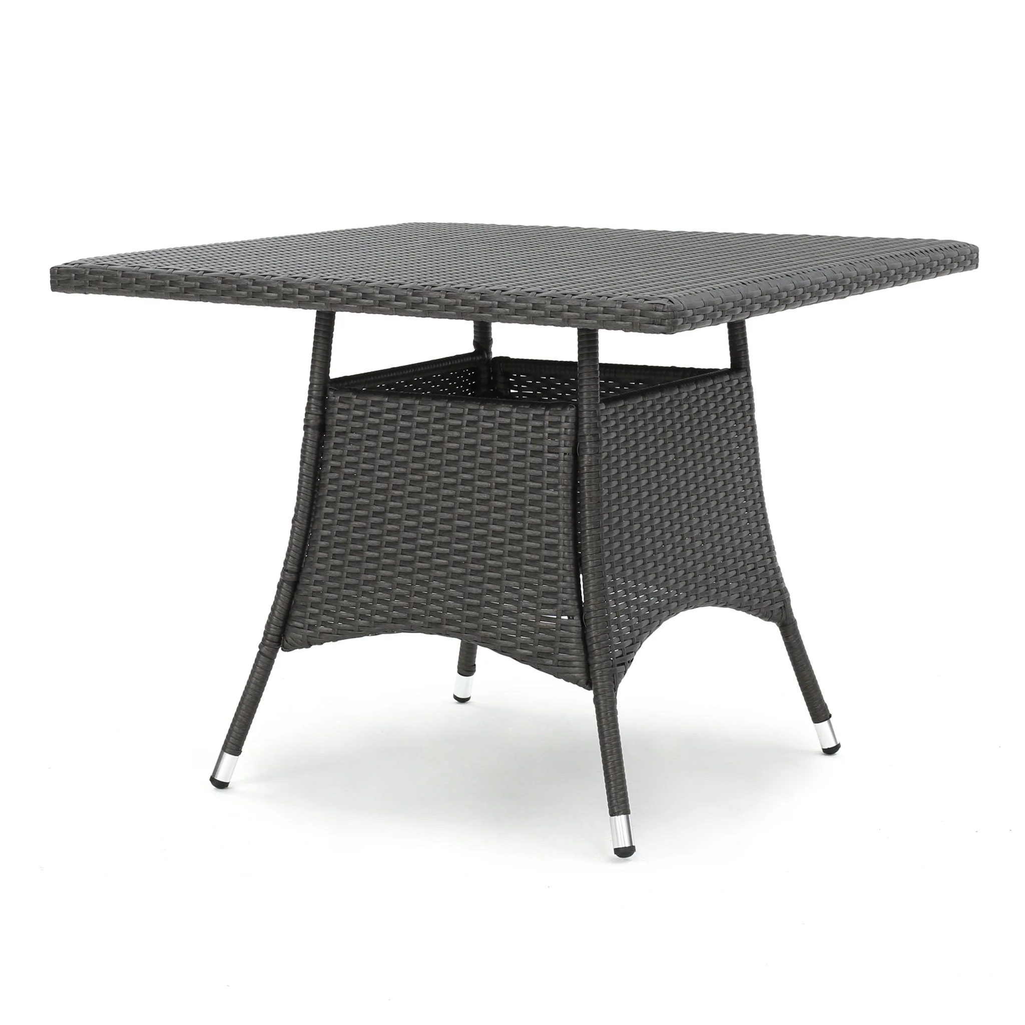 Outdoor Rattan Square Dining Table With 4 Legs - Gray - Image 7