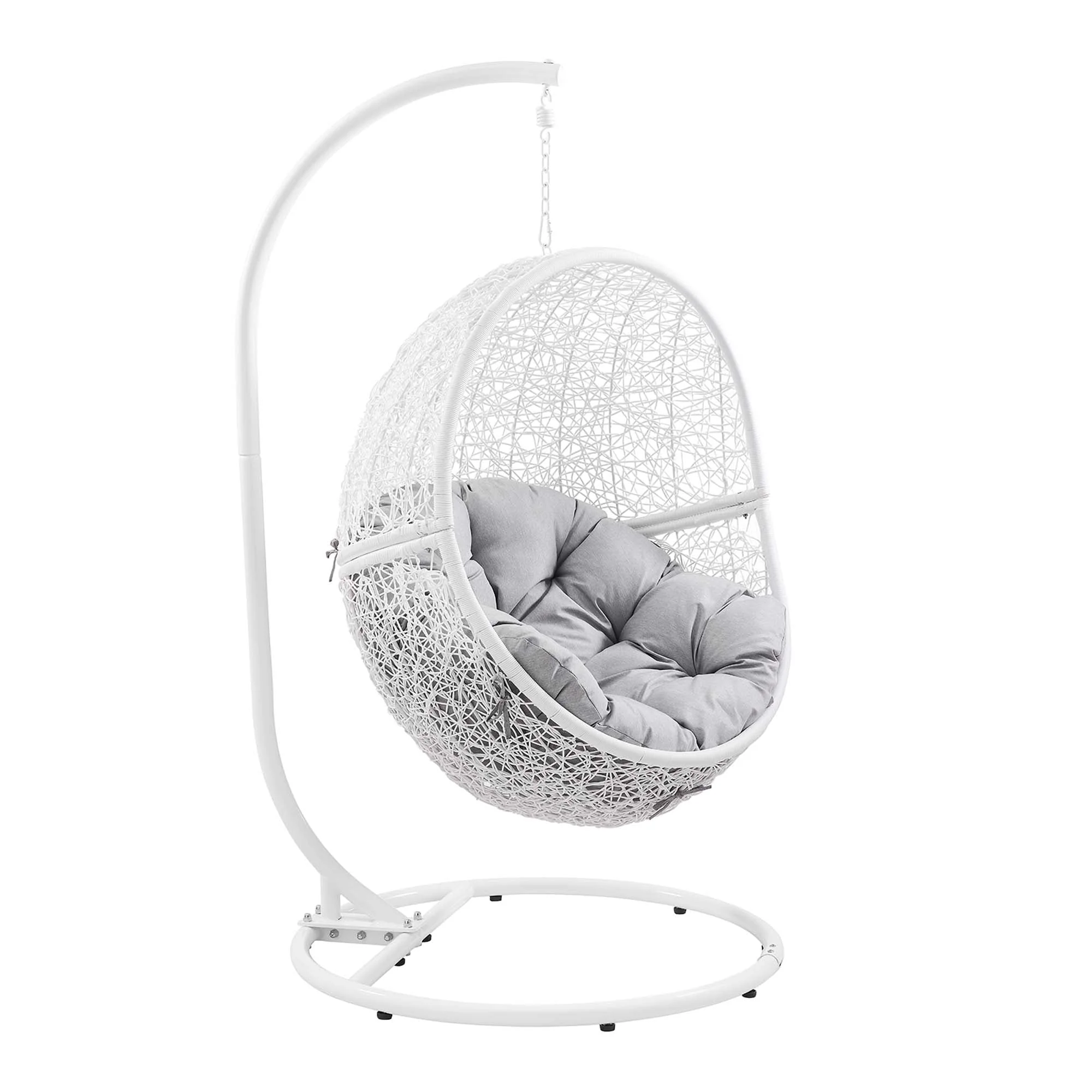 Outdoor Rattan Swing Chair with Stand — Hanging Egg-Style Patio Seating for Porch & Garden
