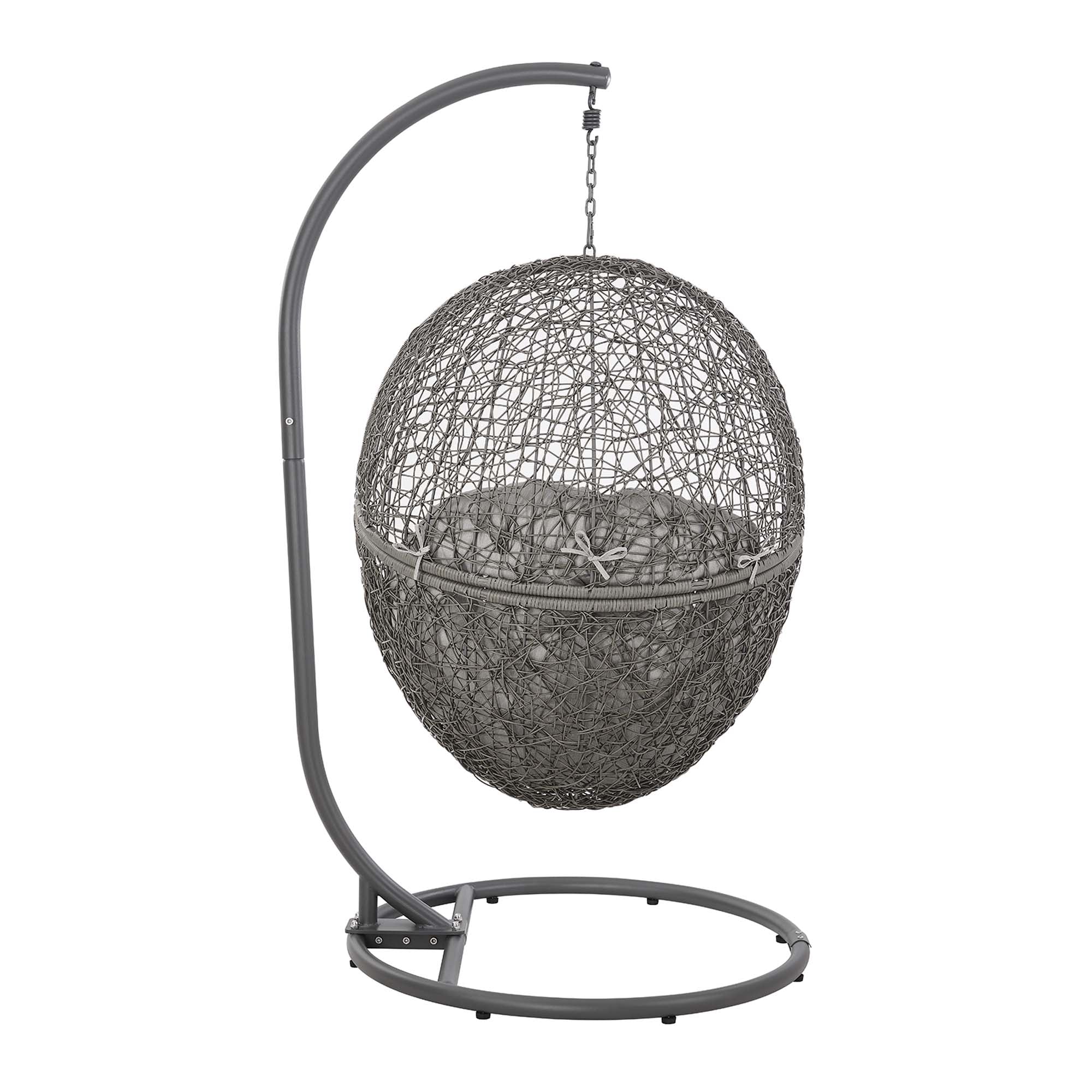 Outdoor Rattan Swing Chair with Stand — Hanging Egg-Style Patio Seating for Porch & Garden - Image 36