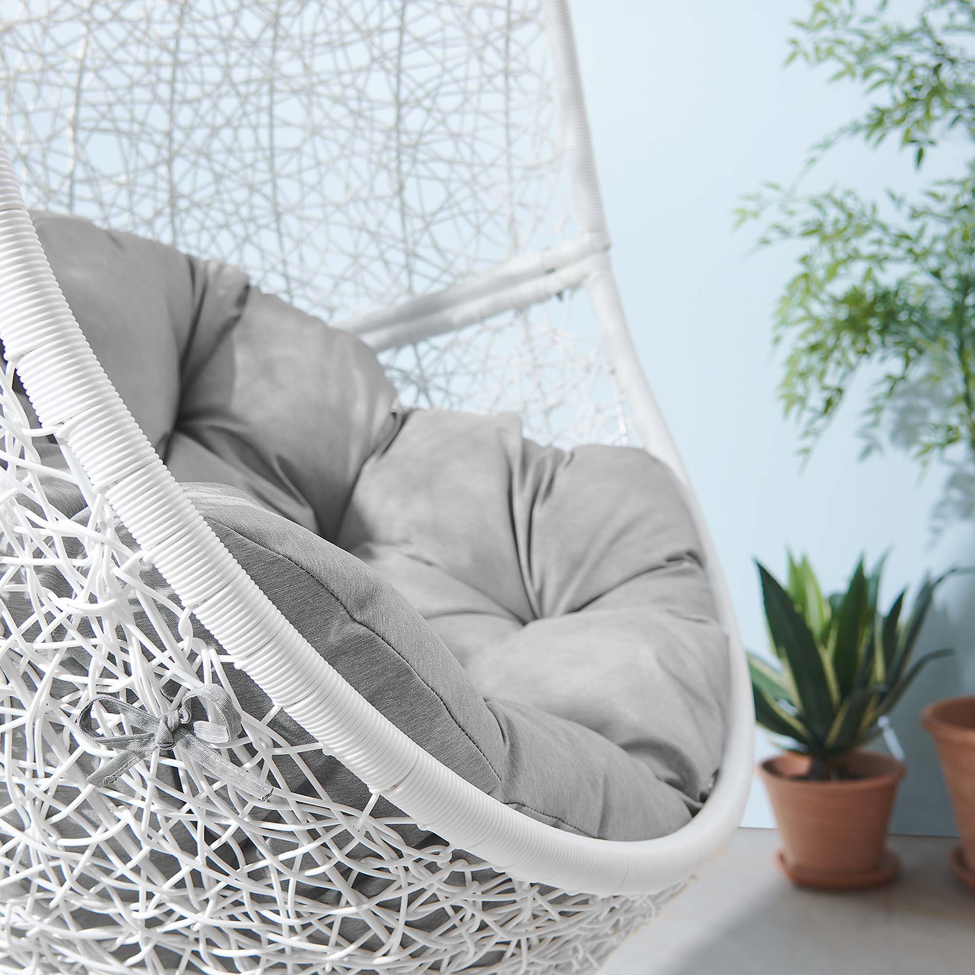 Outdoor Rattan Swing Chair with Stand — Hanging Egg-Style Patio Seating for Porch & Garden - Image 4