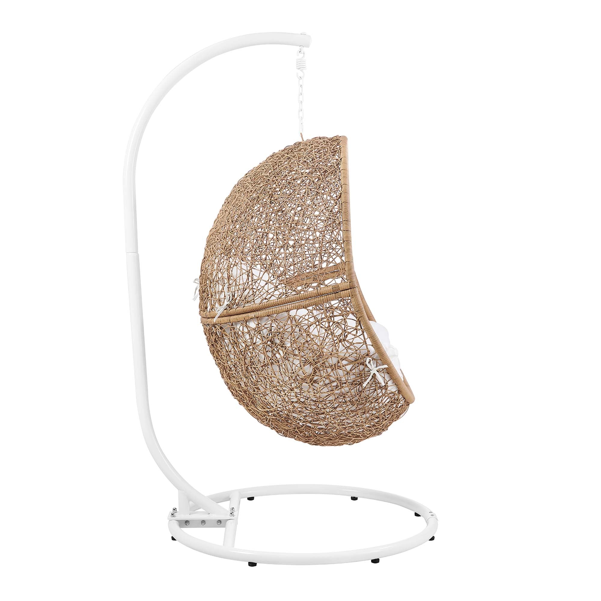 Outdoor Rattan Swing Chair with Stand — Hanging Egg-Style Patio Seating for Porch & Garden - Image 55