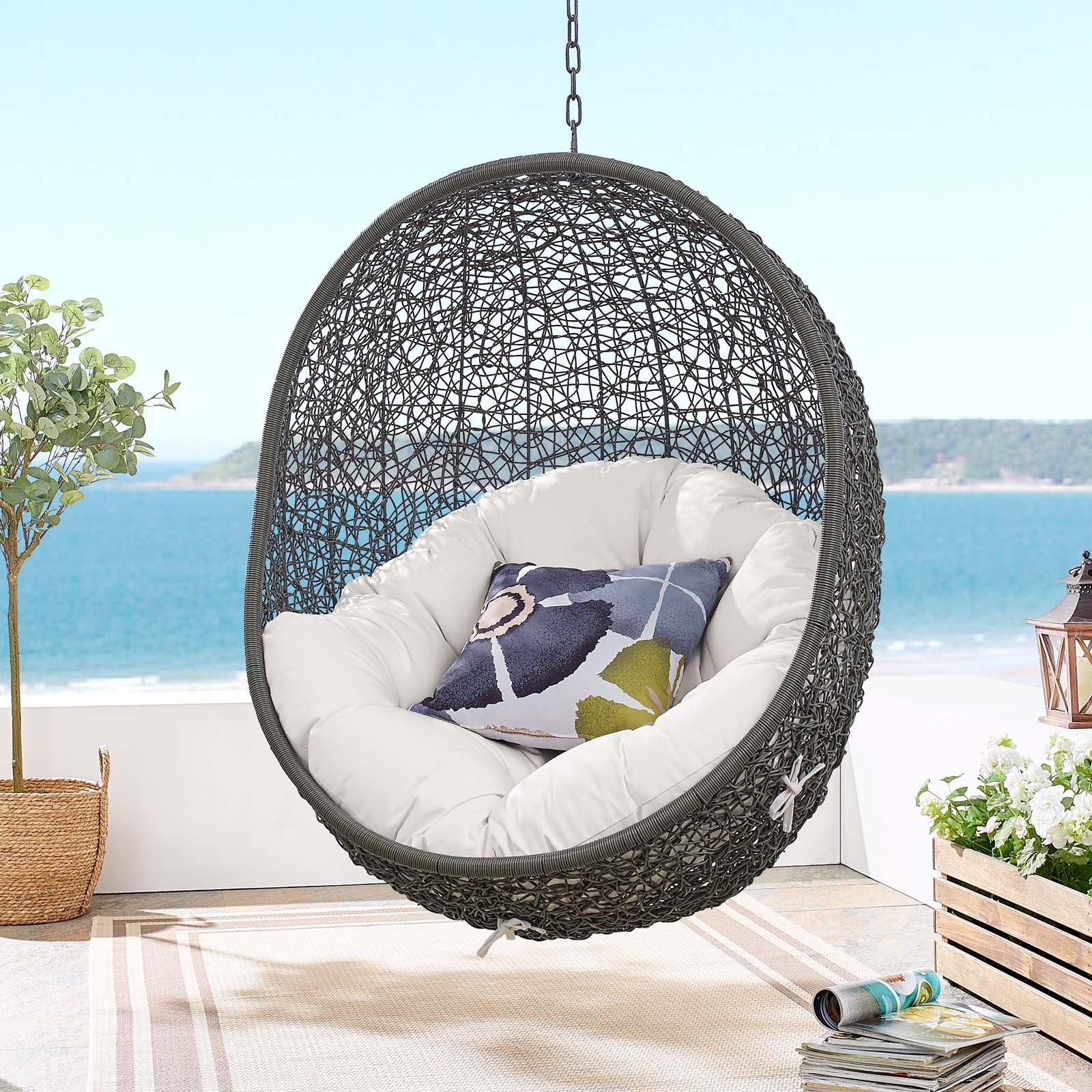 Outdoor Rattan Swing Lounge Chair, Weatherproof Patio Hanging Seat for Garden - Image 30