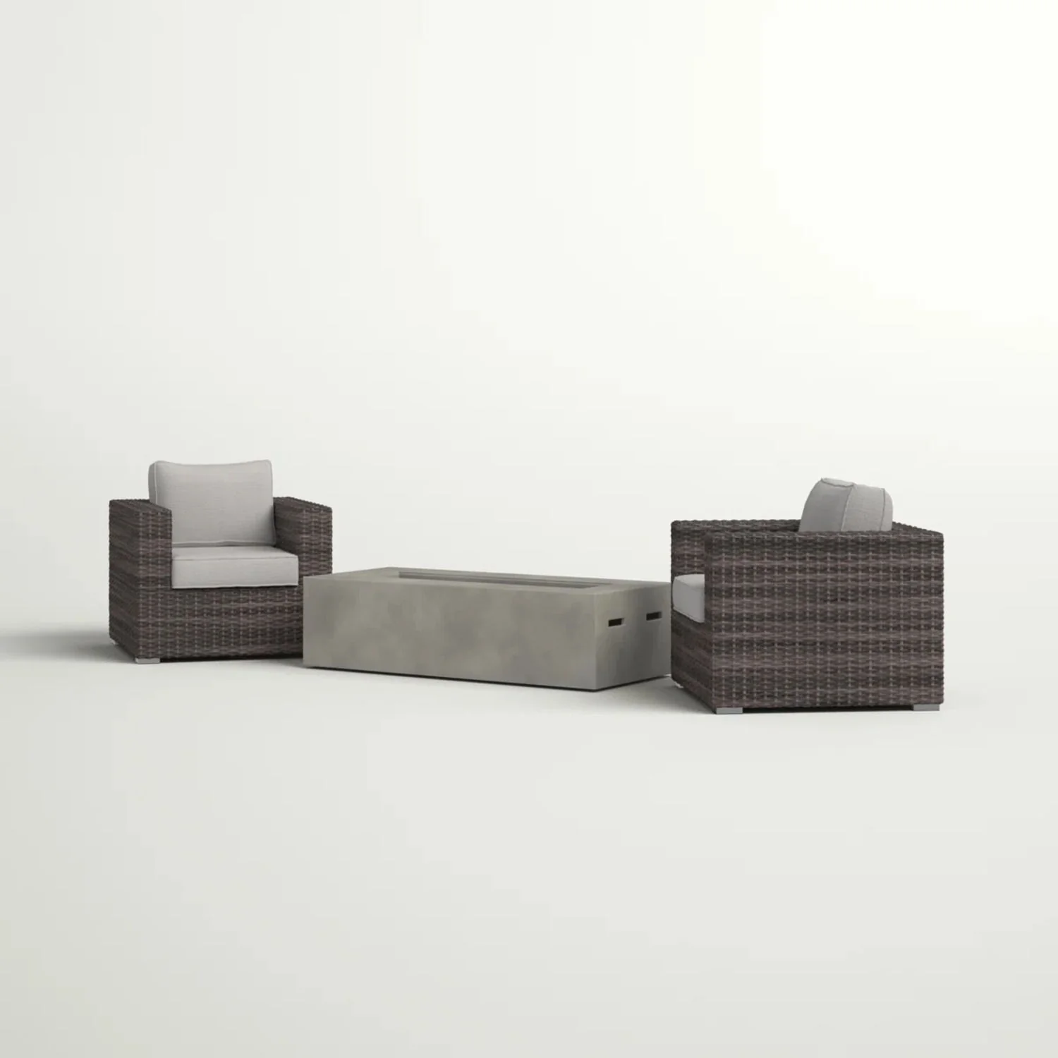 Outdoor Rattan Wicker Seating Set With Cushions 2 Person Patio Furniture - Espresso / Gray - Image 4