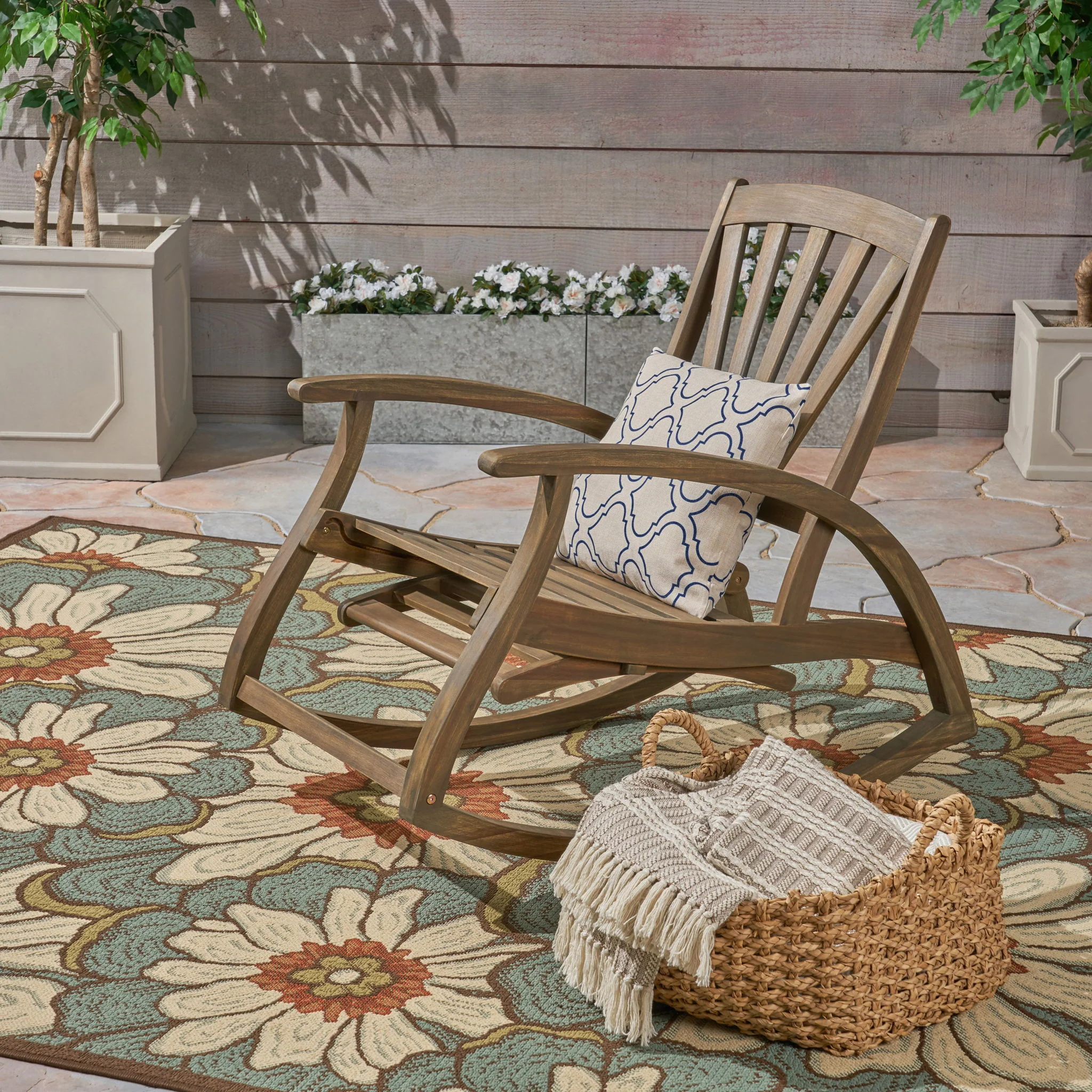 Outdoor Reclining Rocking Chair - Gray - Image 7