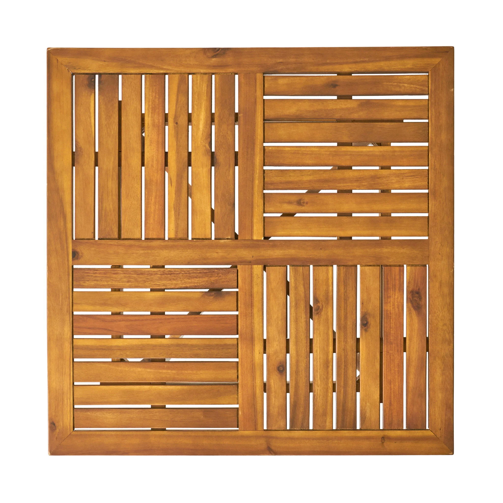 Outdoor Rectangular Table With Curved Legs And Perpendicular Wooden Slats Table Top - Image 4