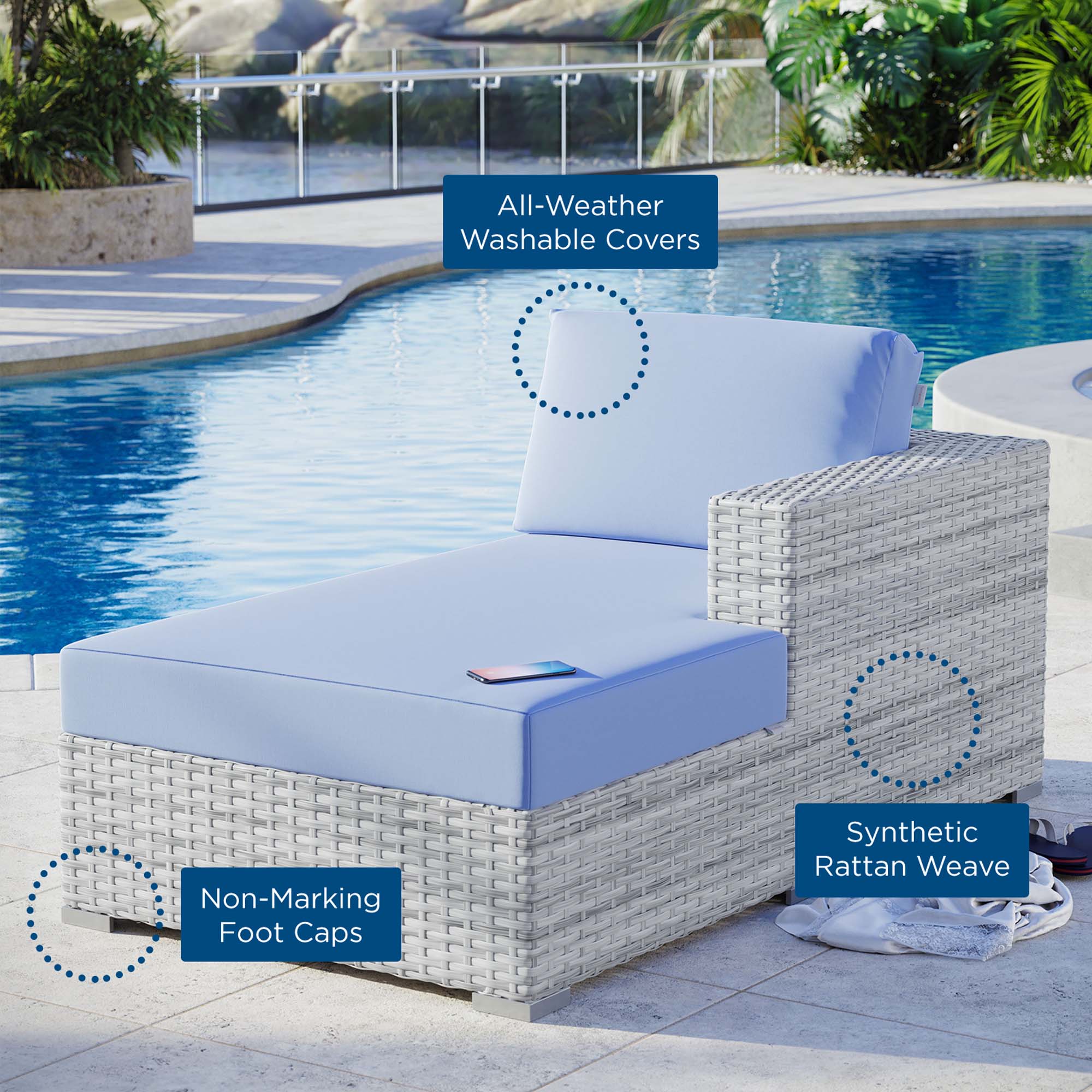Outdoor Right Arm Woven Chaise - Patio Seating Sectional Component for Outdoor Living - Image 16