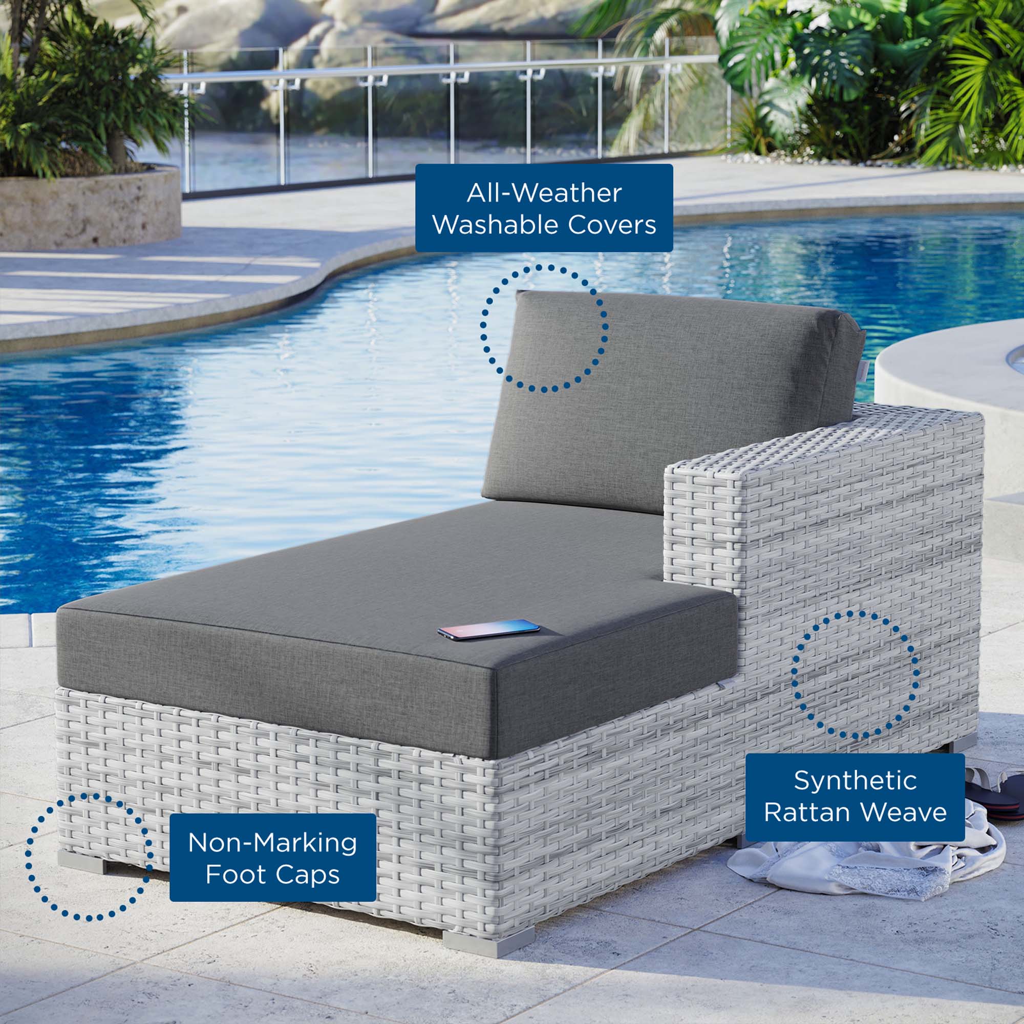 Outdoor Right Arm Woven Chaise - Patio Seating Sectional Component for Outdoor Living - Image 23