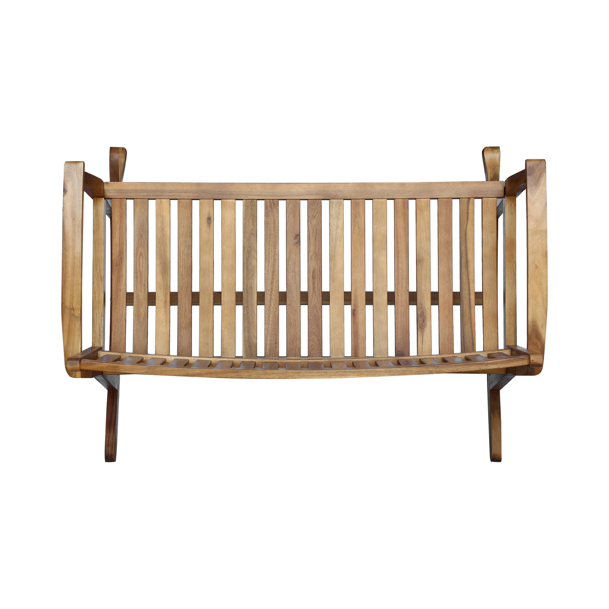 Outdoor Rocking Loveseat With Acacia Wood Frame - Natural - Image 7
