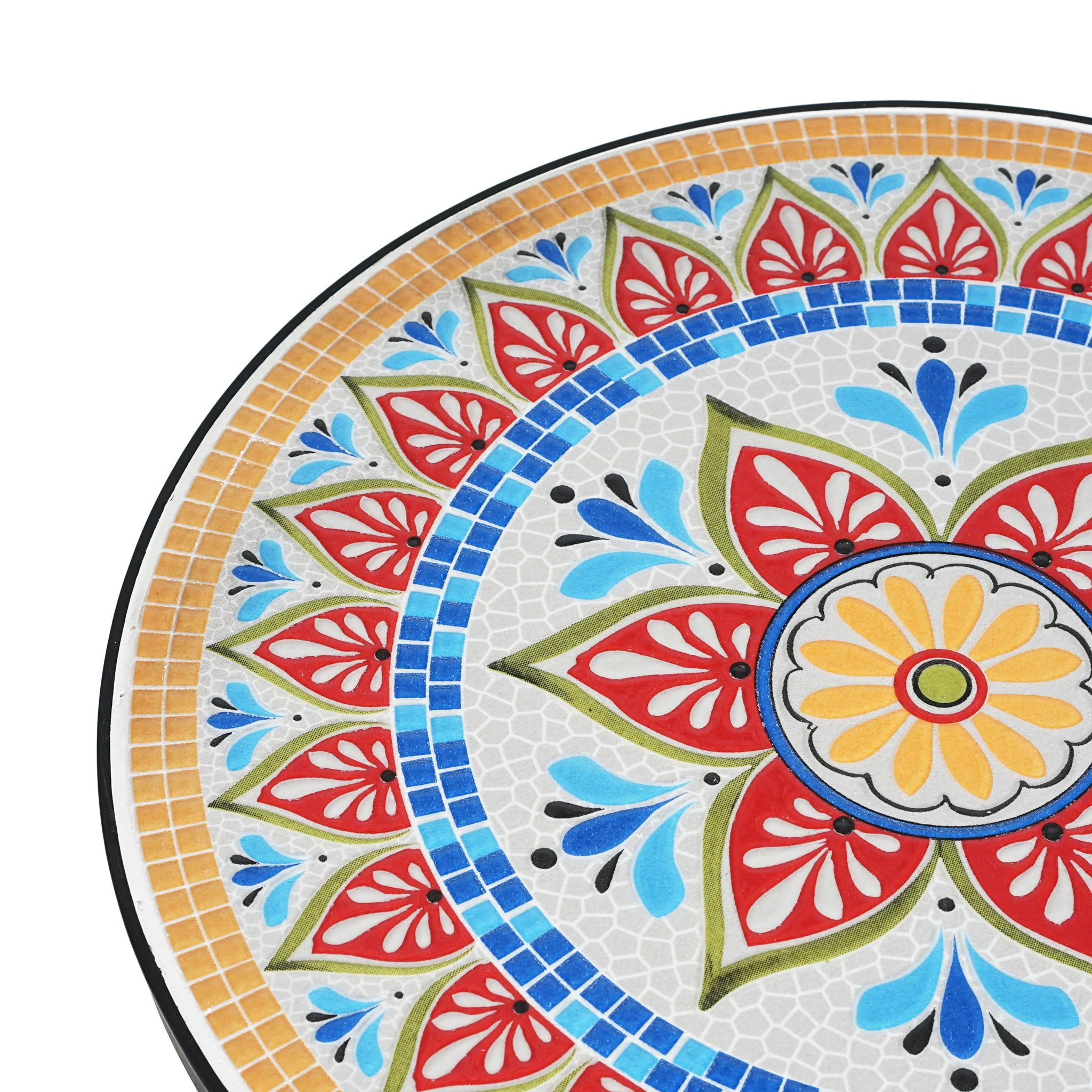 Outdoor Round Side Table With Mosaic Style Top And Curved Iron Legs - Image 9
