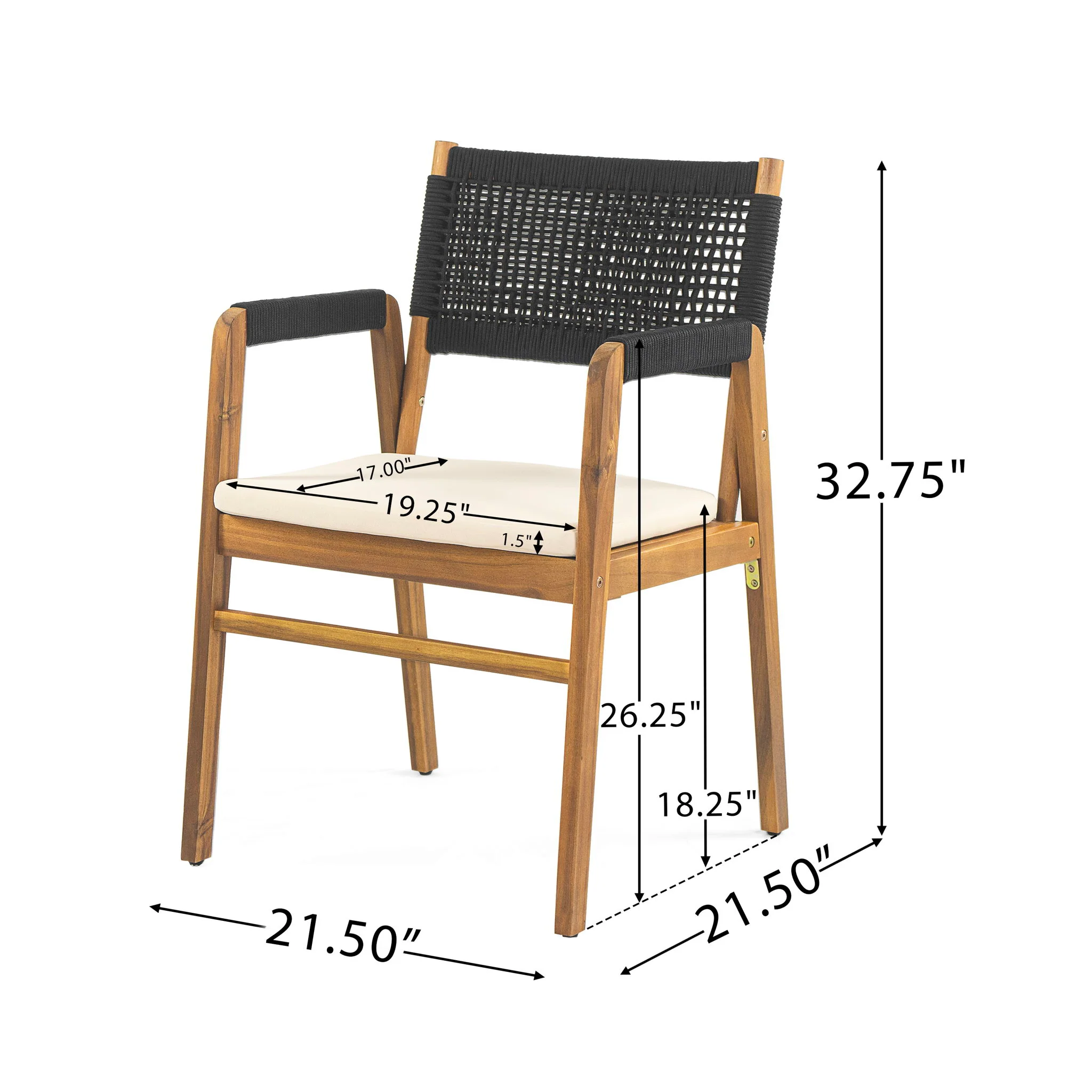 Outdoor Rustic Patio Acacia Bistro Set With Cushions - Image 22