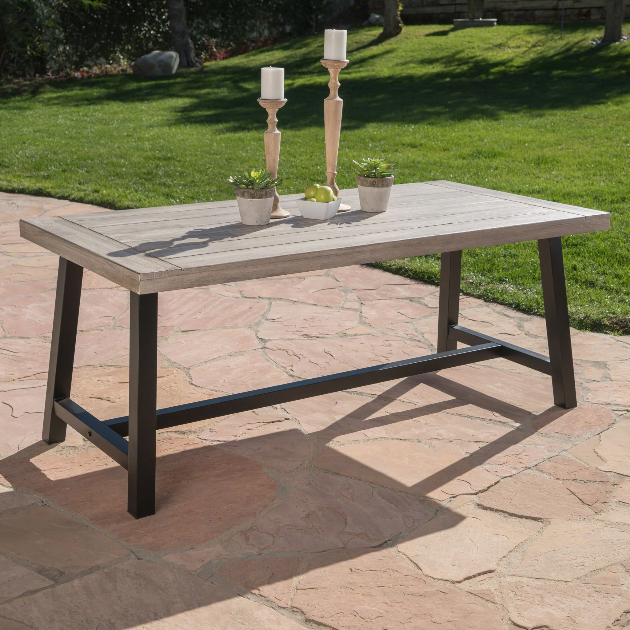 Outdoor Sandblast Finish Acacia Wood Dining Table - Image 7